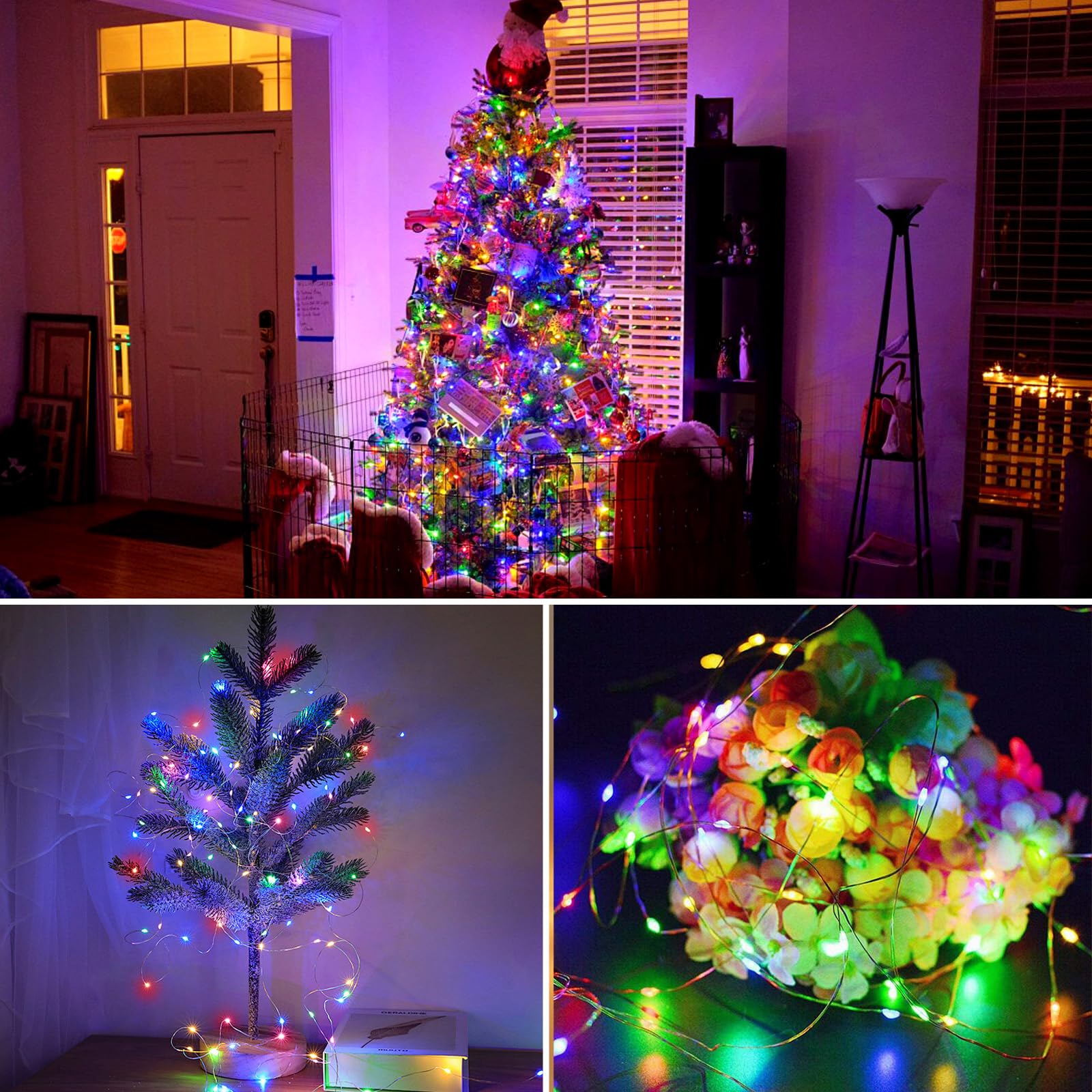 kolpop LED Fairy Lights, 12 Pack, Battery Operated, Waterproof Twinkle String Lights, Multicolor for Christmas and Parties