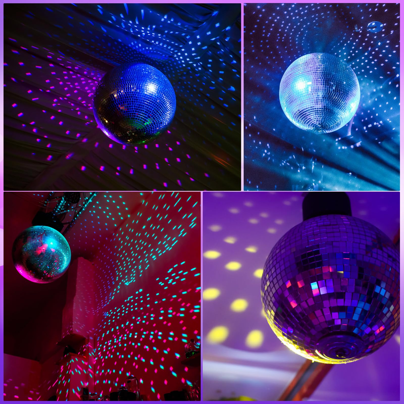 10Rpm Disco Ball With Motor And 6Inch Mirror Ball - Plug/Battery Operated Disco Motor With 18 Led Beads 4 Color Lights And Remot