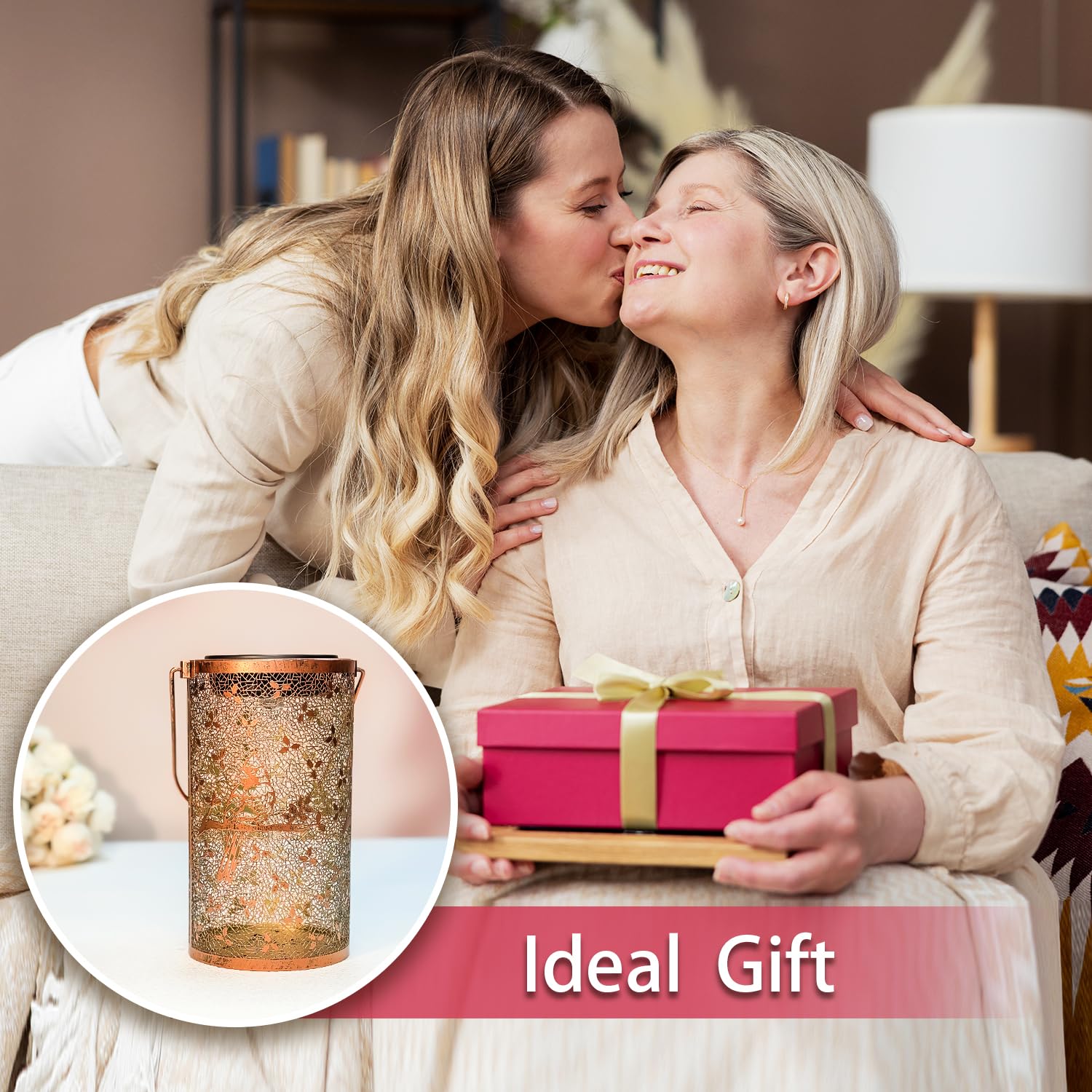 2 Pack Cardinal Outdoor Solar Hanging Lanterns Waterproof Led Solar Lights Metal Decorative Lanterns For Garden, Patio, Courtyar