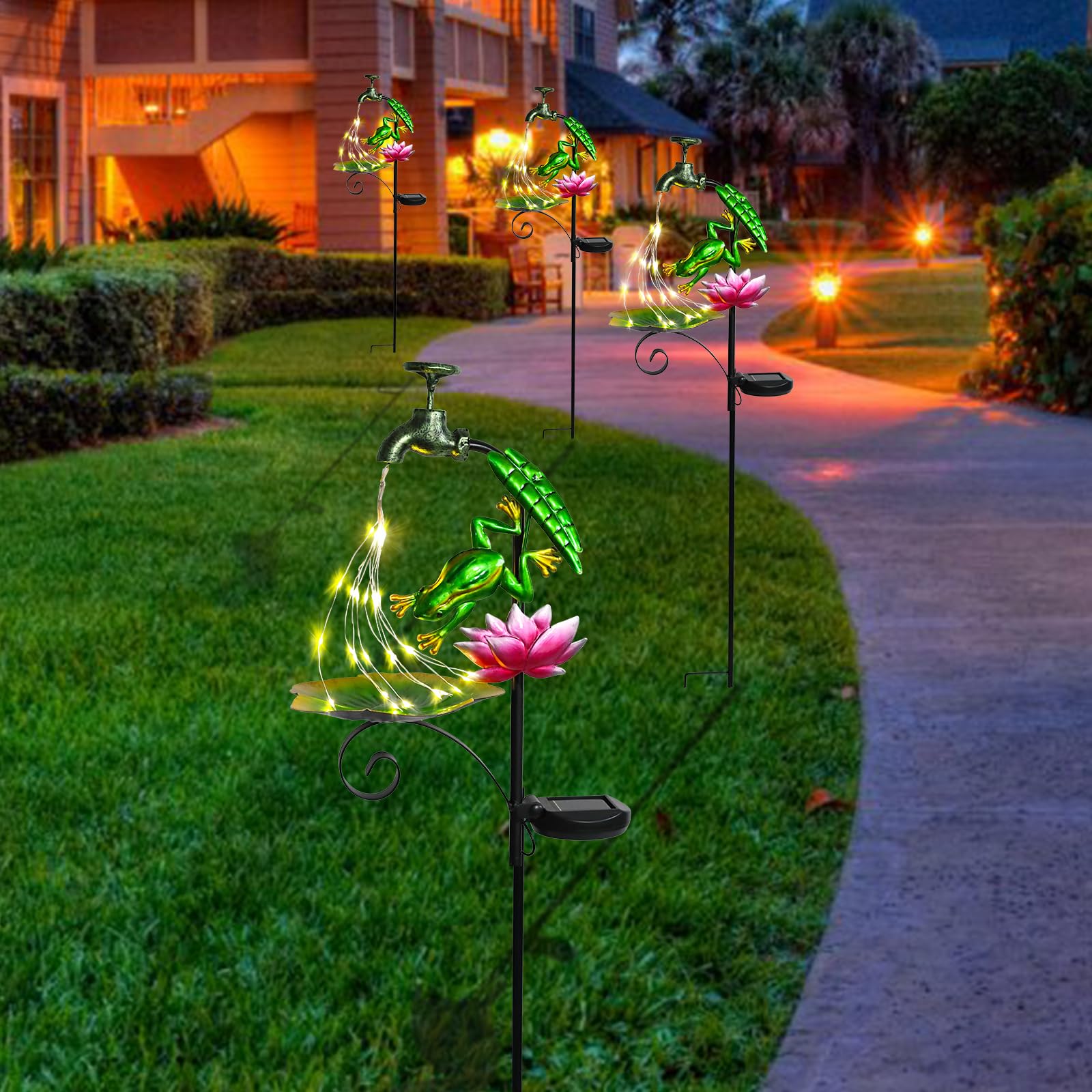 Bshine Frog Solar Outdoor Garden Lights  Waterproof Metal Solar Garden Stakes For Pathways  Poolside  Backyard Decorations  Yard Art  Lawn Decorations  Frog Gift For Mom
