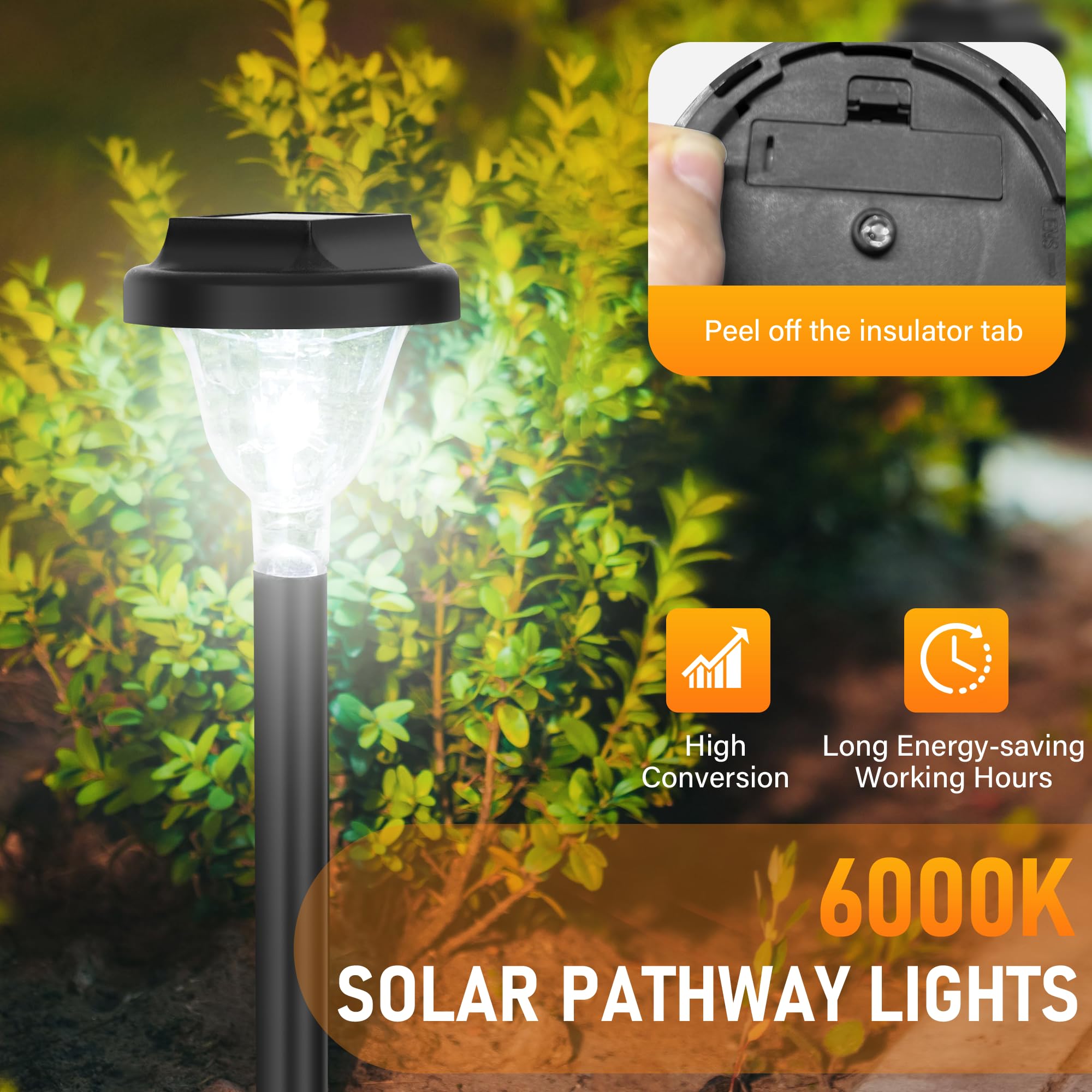Siatom 10 Pack Bright Solar Outdoor Lights, Ip65 Waterproof, Auto On/Off, 6000K Led Pathway Lighting