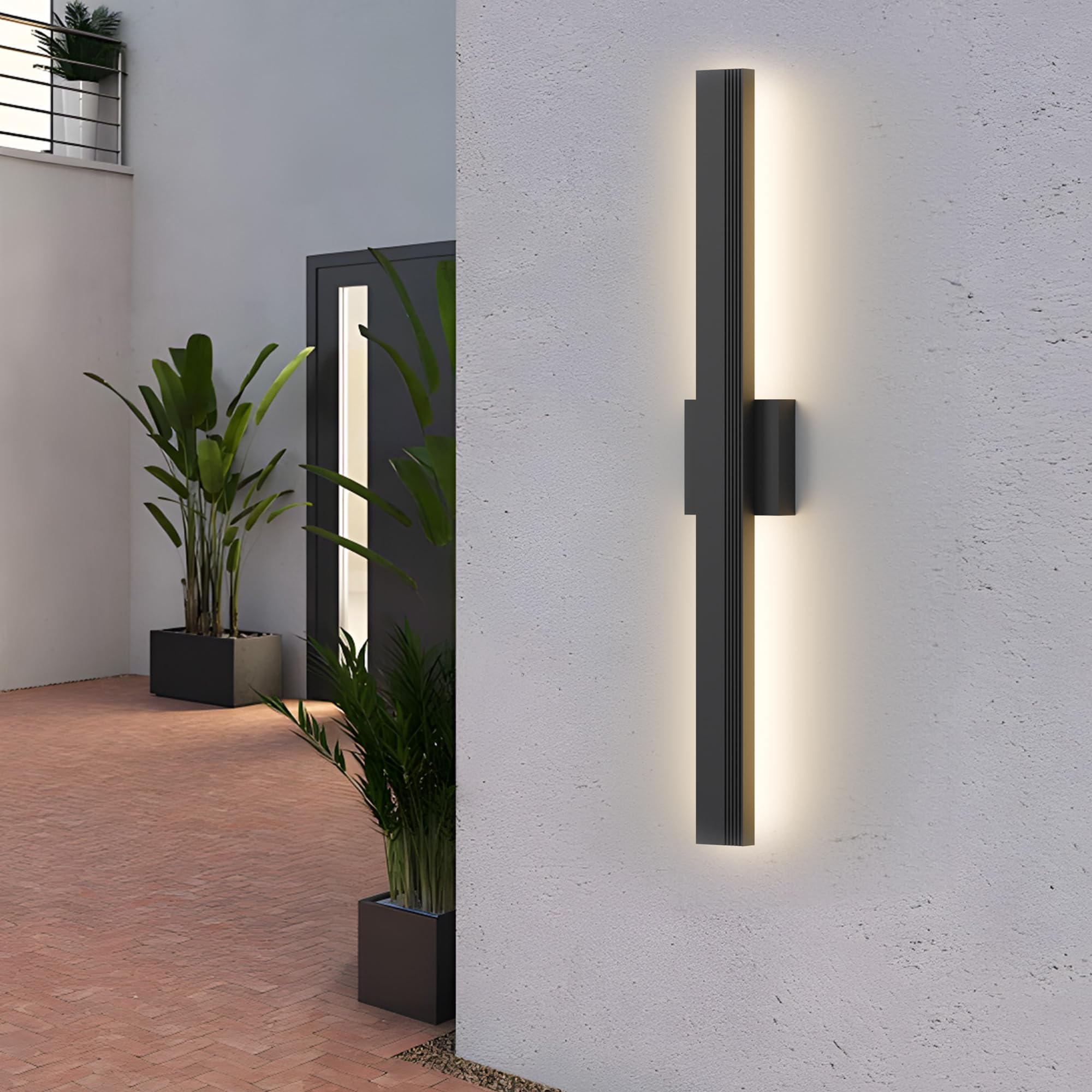 Lamqee 31.5 In Aluminum Long Outdoor Wall Light  3000K 2000Lm Integrated Led Waterproof Ip65  Linear Modern Exterior Lighting Fixtures Wall Mount Outside Sconce For House Porch Patio Garage Front Door