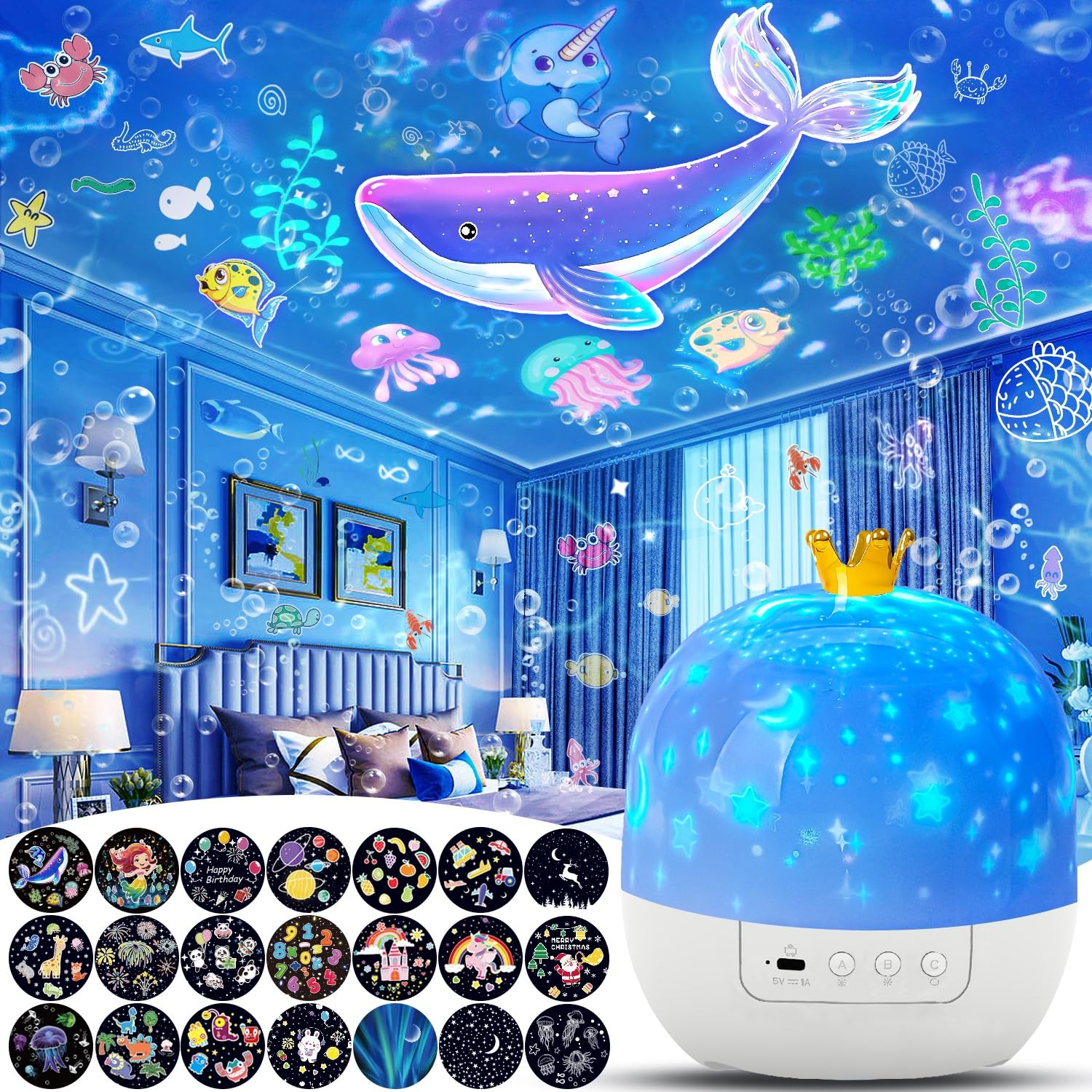 LytRdIt 21 Sets of Films, Night Lights for Kids, Star Galaxy Projector, Bedroom, Ceiling, Star Projector with 360 Rotating for B