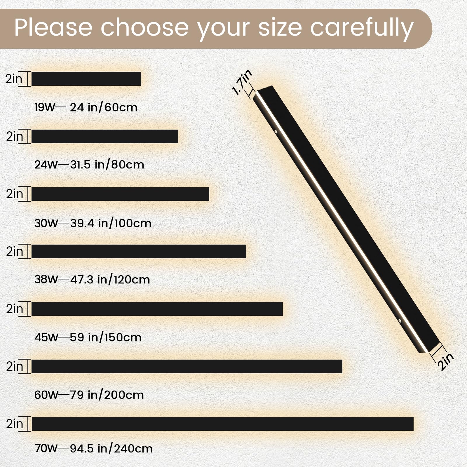 2 Pack 24Inch Outdoor Wall Light For House, Modern Black Led Wall Sconce, Linear Porch & Patio Wall Lights, Exterior Wall Sconce