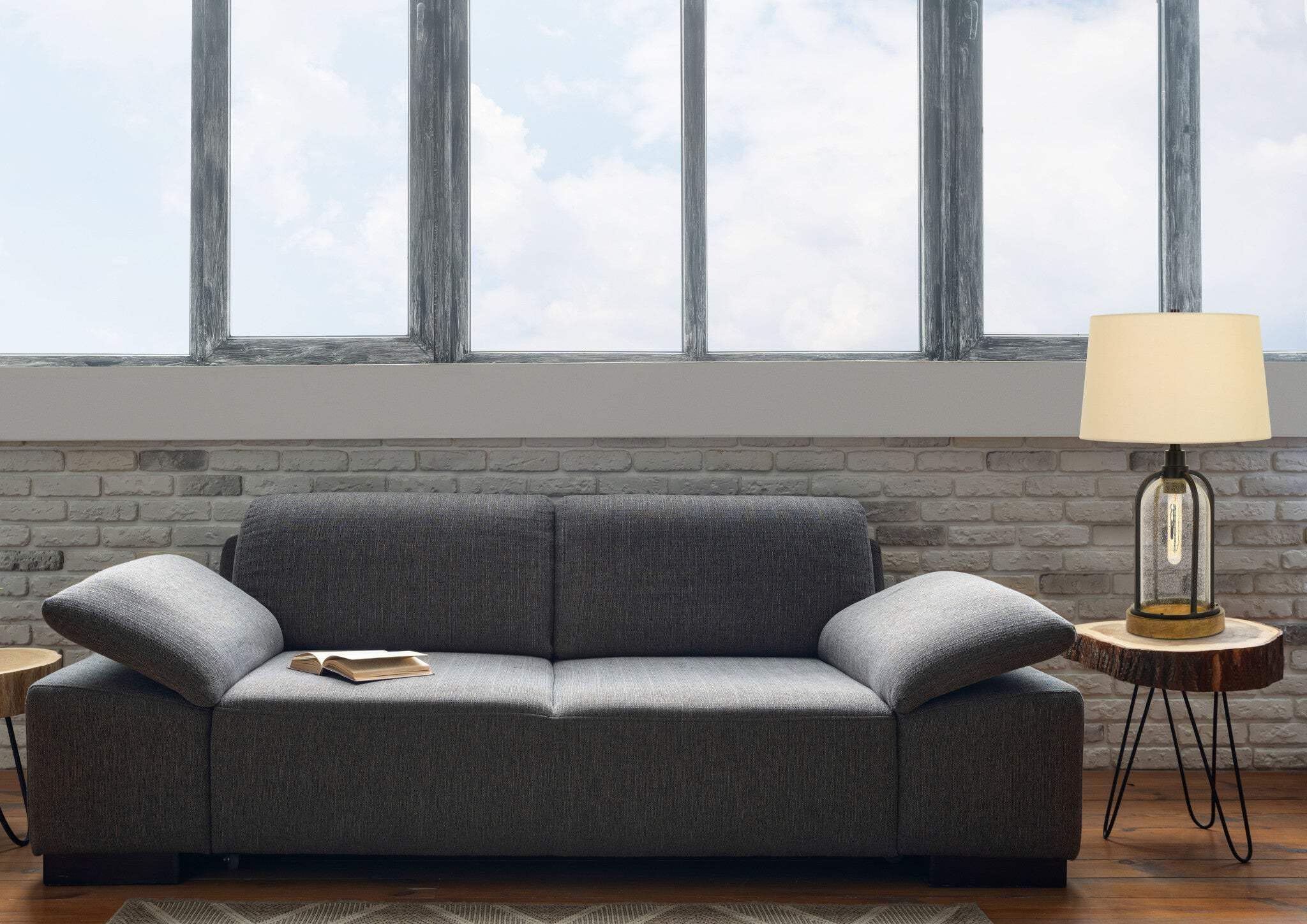 Homeroots 27 In. Metal Two Light Table Lamp - Eggshell Shade, Black, Model 524780