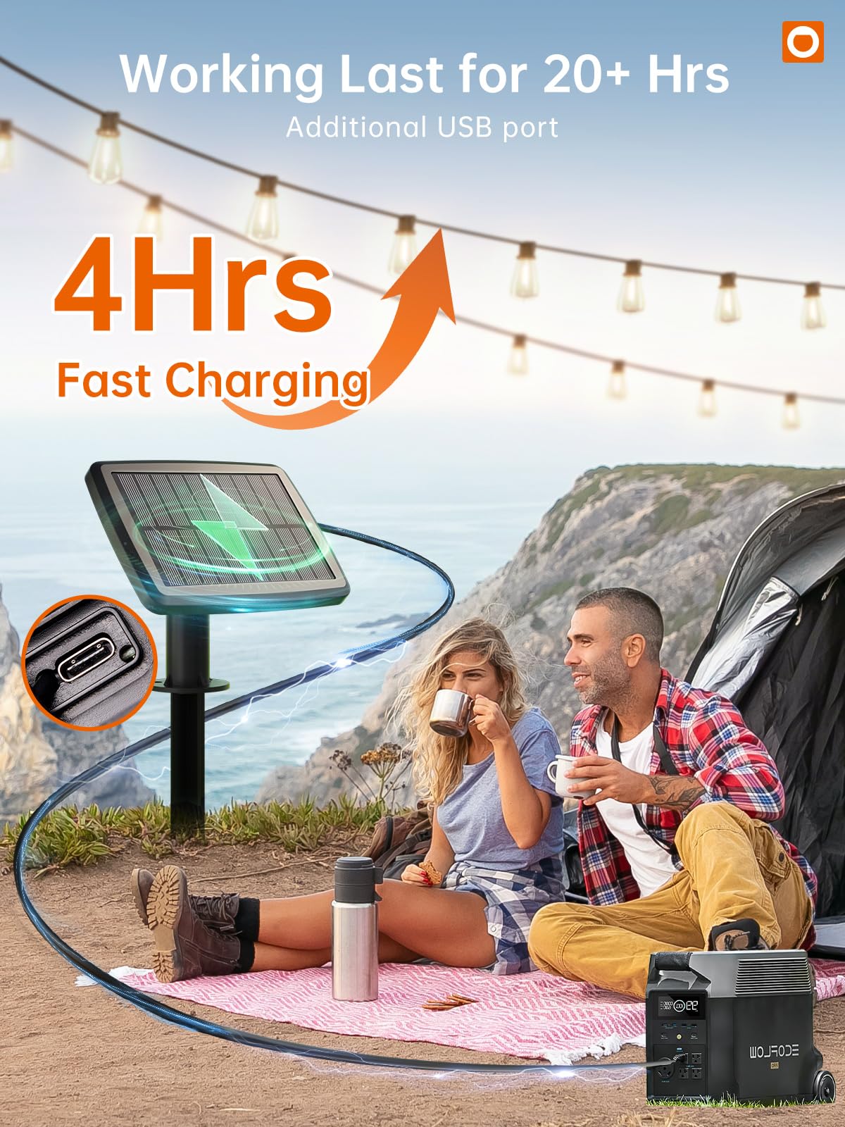 addlon 35FT Solar String Lights - Waterproof, Remote & USB, 10+1 Shatterproof Bulbs, Dimmable, Black, Model ST38E173510X1