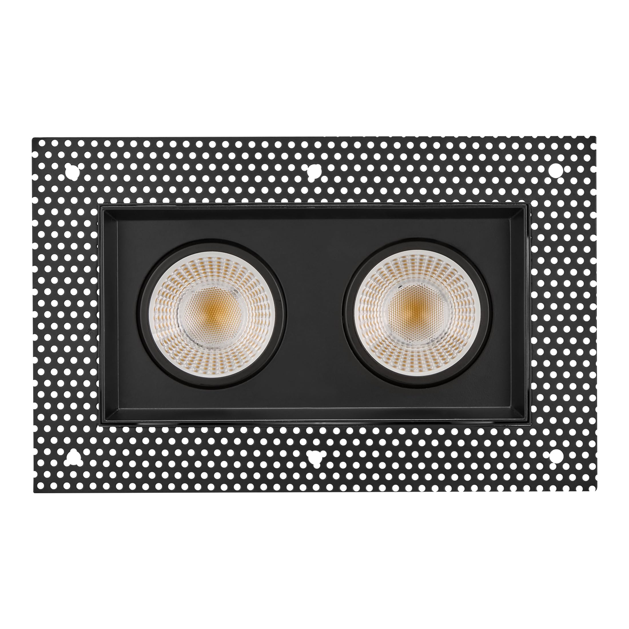 Maxxima 4 in. 2 Head Black Trimless Slim Square Recessed Anti-Glare LED Gimbal Downlight Canless IC Rated 2000 Lumens 5 Color Te
