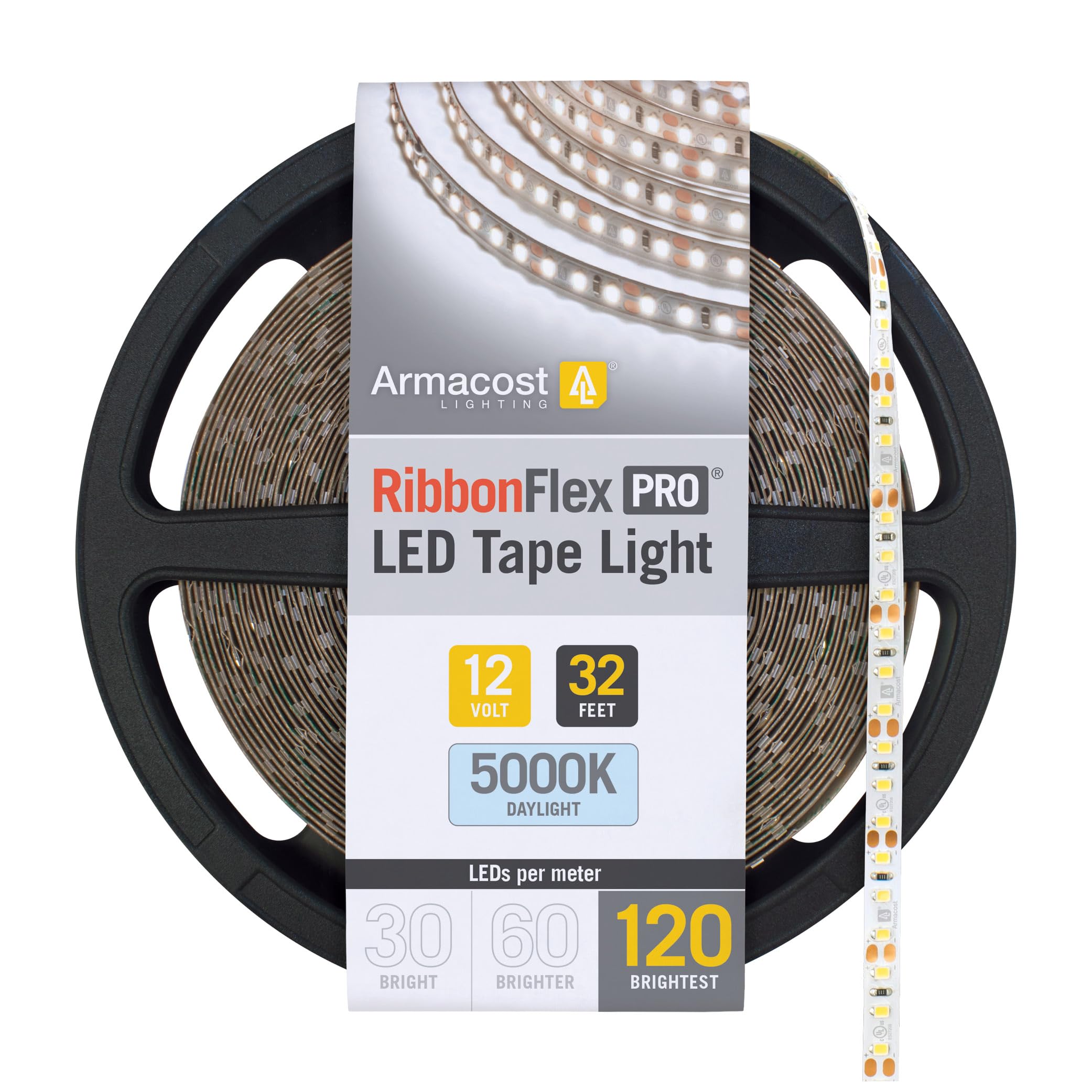 Armacost Lighting LED Tape Light, 120 LEDs/m, 32.8 ft, Daylight 5000K, Model 163250, Copper Material