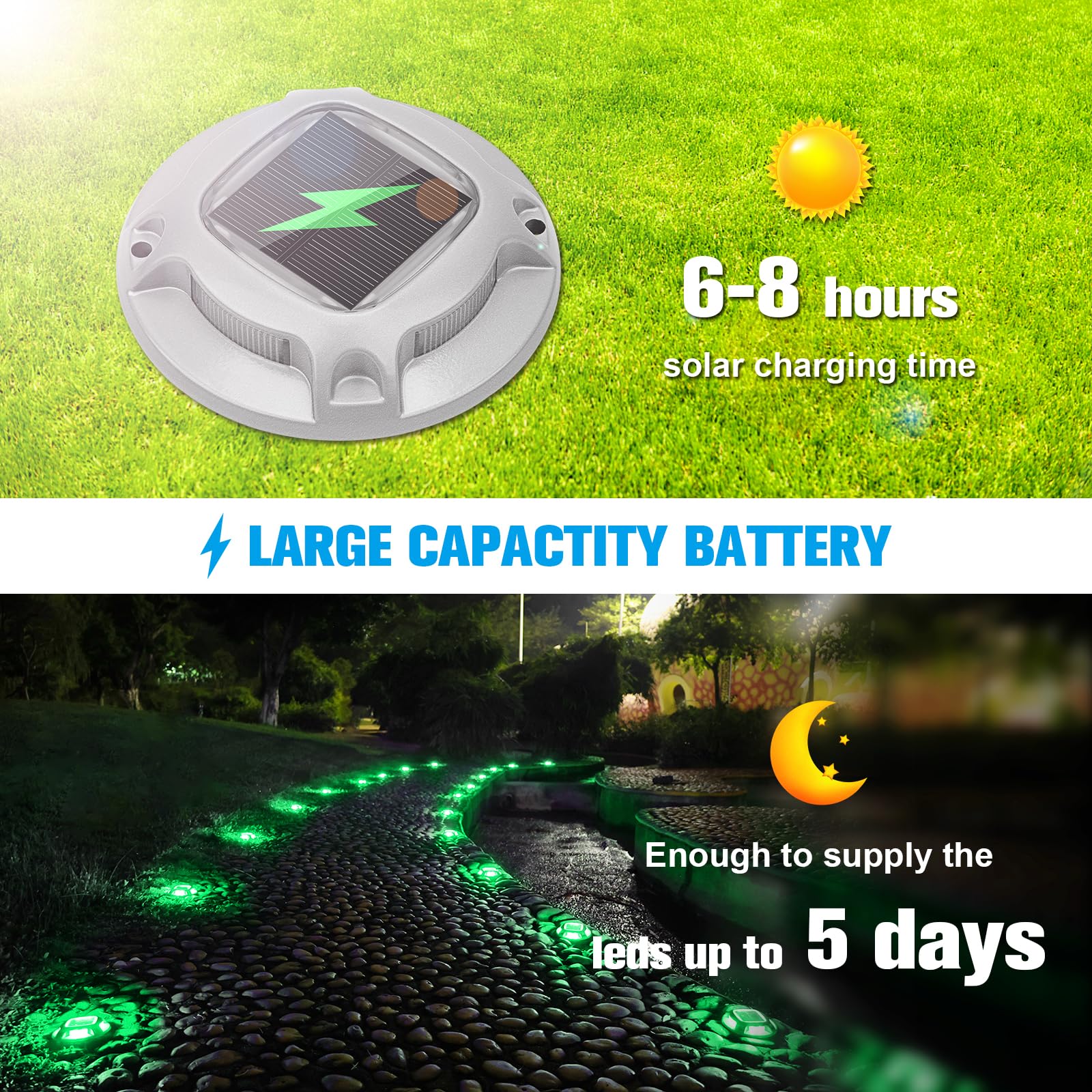 Volisun Christmas Solar Driveway Lights Dock Marine Lights 4 Pack,2 Colors In 1,Outdoor Led Deck Lights,Solar Powered Waterproof
