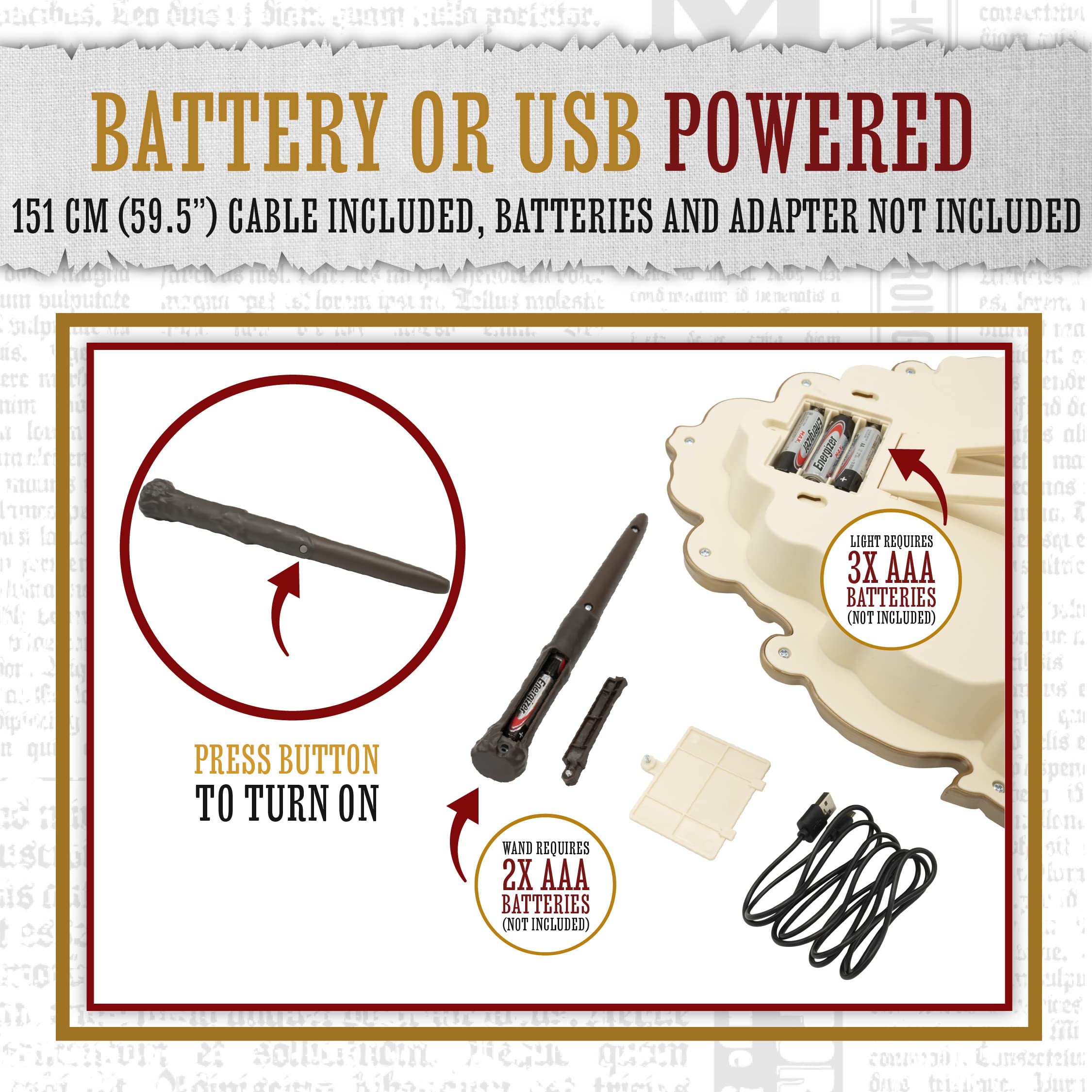 Harry Potter Hogwarts Crest Sign Lamp with Noble Wand Remote Control - Wall Decor or Stand-Alone Collectible Gifts for Fans