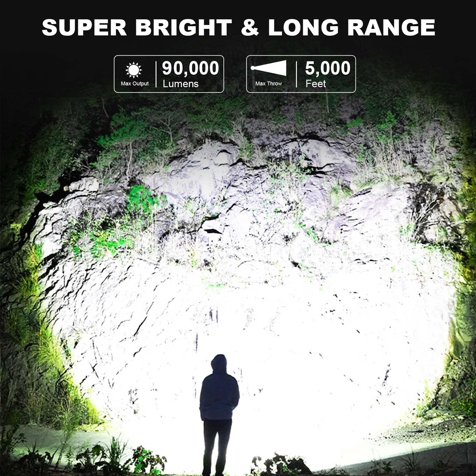 LBE Rechargeable Spotlight, 90,000 Lumens LED Flashlight, 10,000mAh Battery, Model 208-W5225TZD