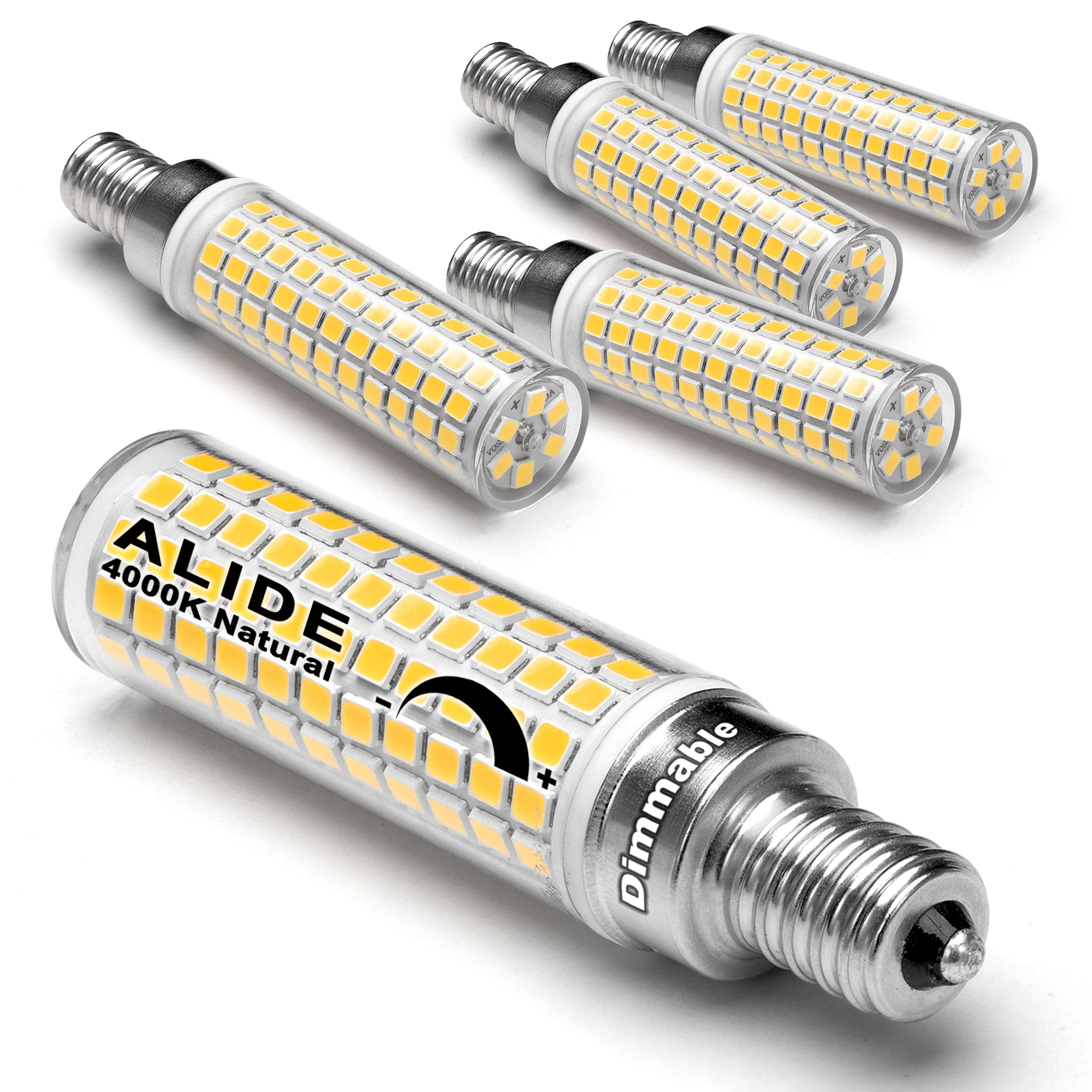 Alide E12 100W Dimmable Candelabra Led Light Bulbs Equivalent, Natural White 4000K,1000 Lumen C7 T6 Dimmable E12 10W Led Chandel