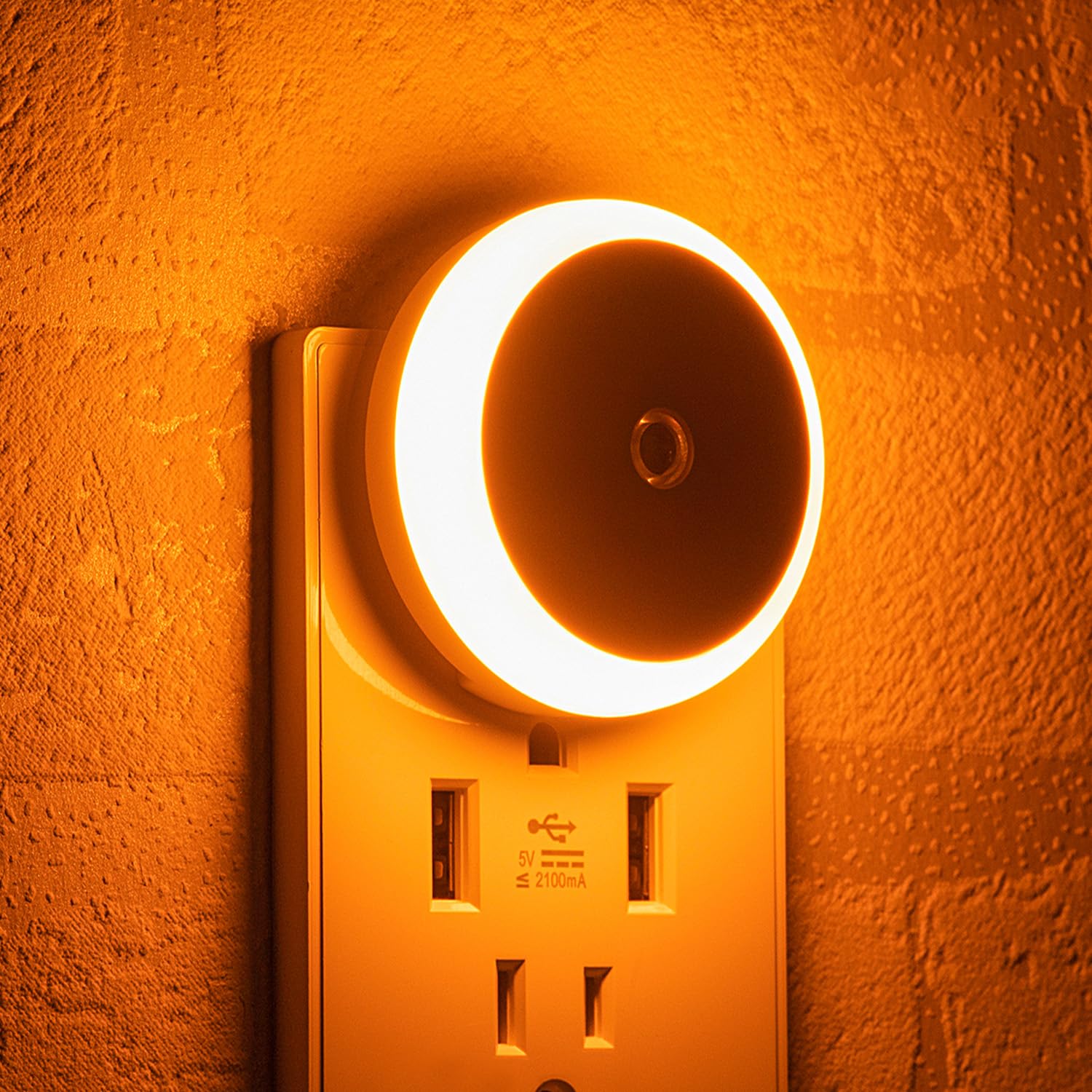 myCozyLite Amber Night Light, Plug in, Small LED Night Light, Dusk to Dawn Sensor, Auto Dim, Energy Efficient, Night Light Plug 