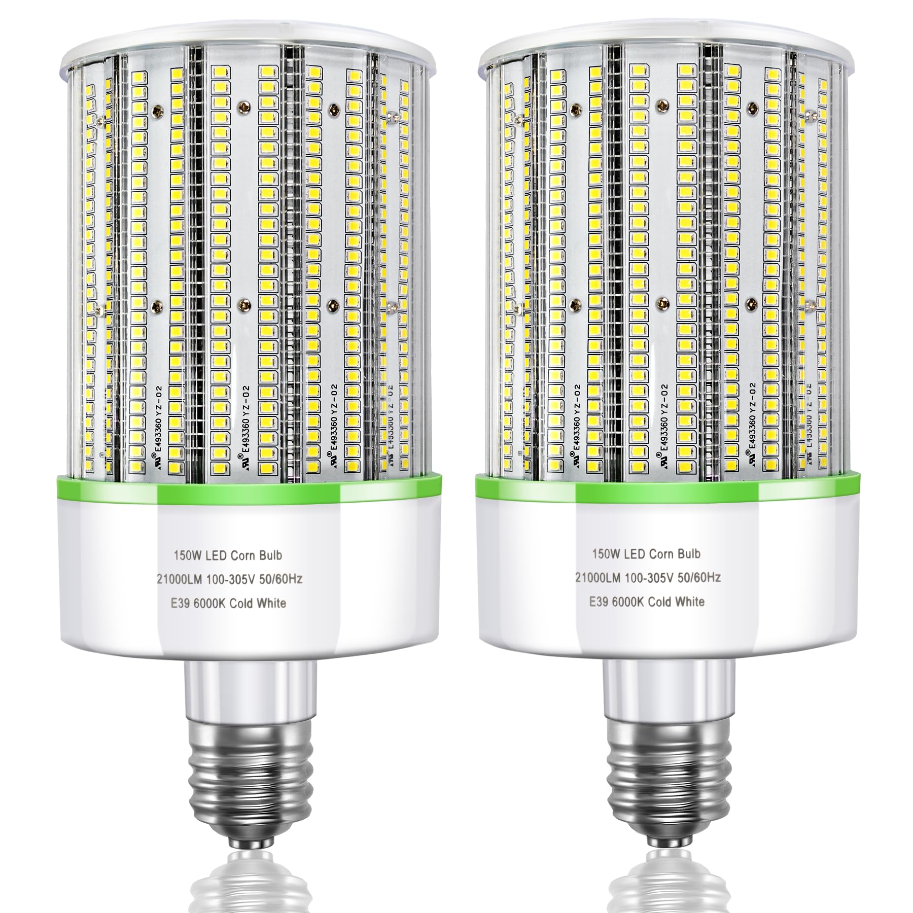 Tjbb 2 Pack 150W E39 Large Mogul Base Led Bulb, Led Corn Cob Light Bulb 21,000 Lumens 6000K Cold White, 800W Mh/Hps Replace For 