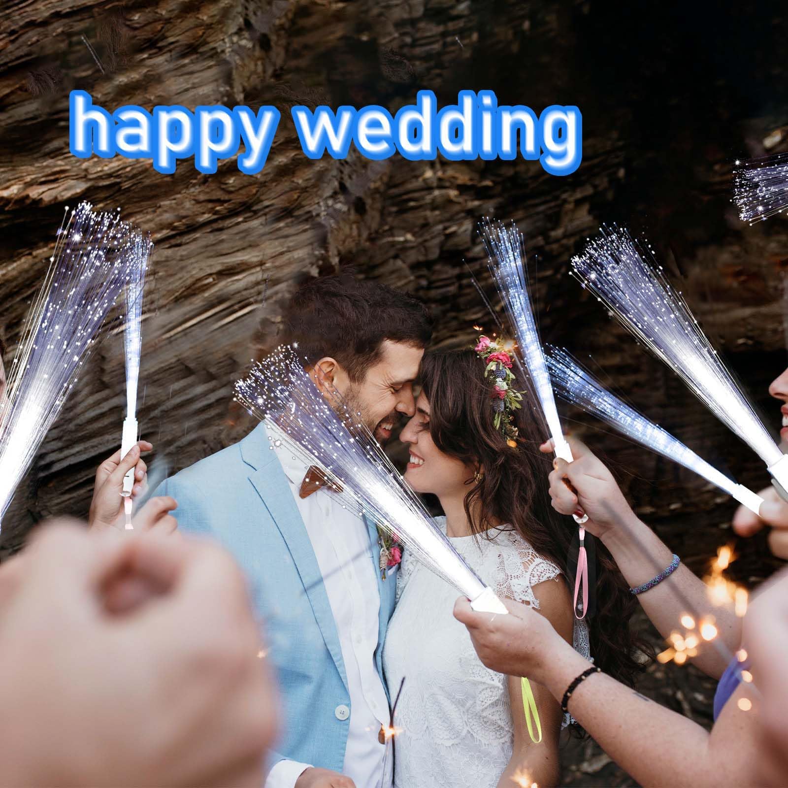 Zloveleexr 25 Pcs White Fiber Optic Wands,3 Models Wedding Sparklers,Glow Sticks Light Up Sticks Led Light Wands Fit Wedding Bri
