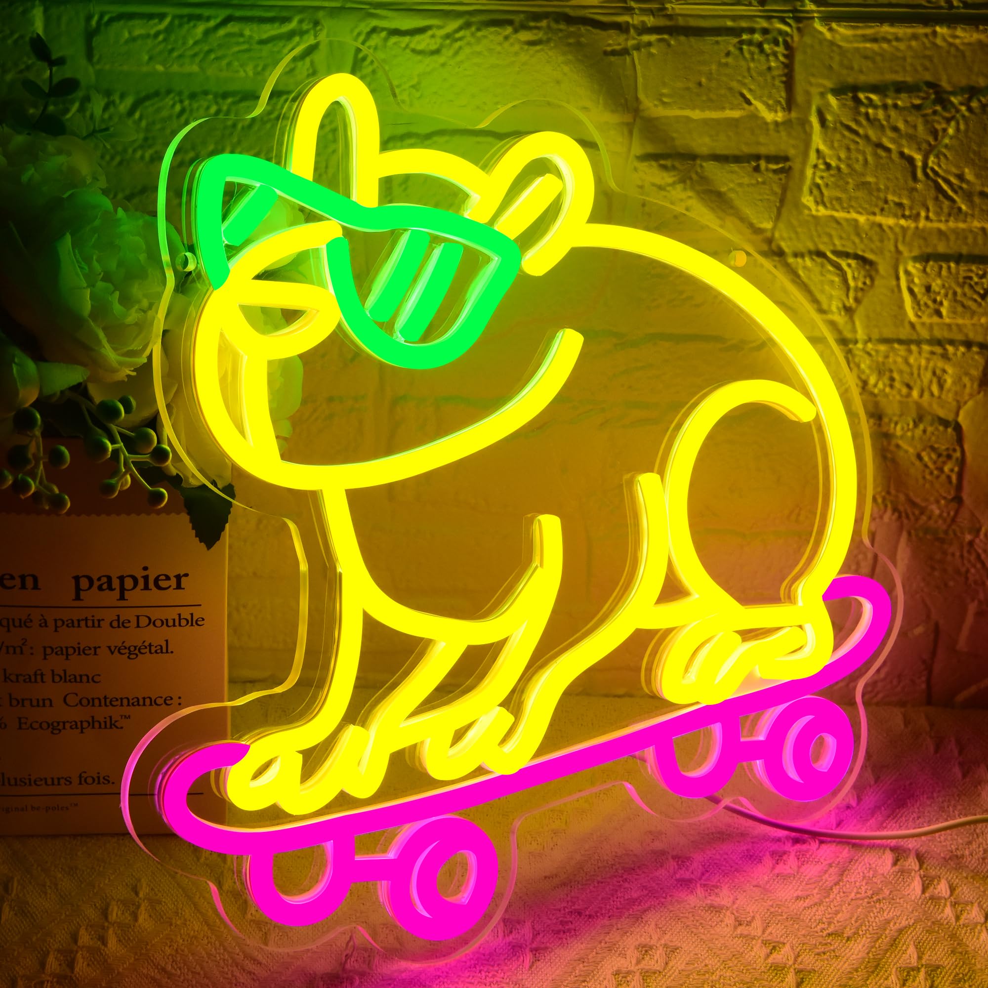 Capybara Neon Sign For Wall Decor Capybara Birthday Party Decorations Animal Neon Sign For Bedroom Cartoon Animal Led Light For Pet Store Party Decor Gifts For Children Size12.9 * 12.4In(Jtd274)