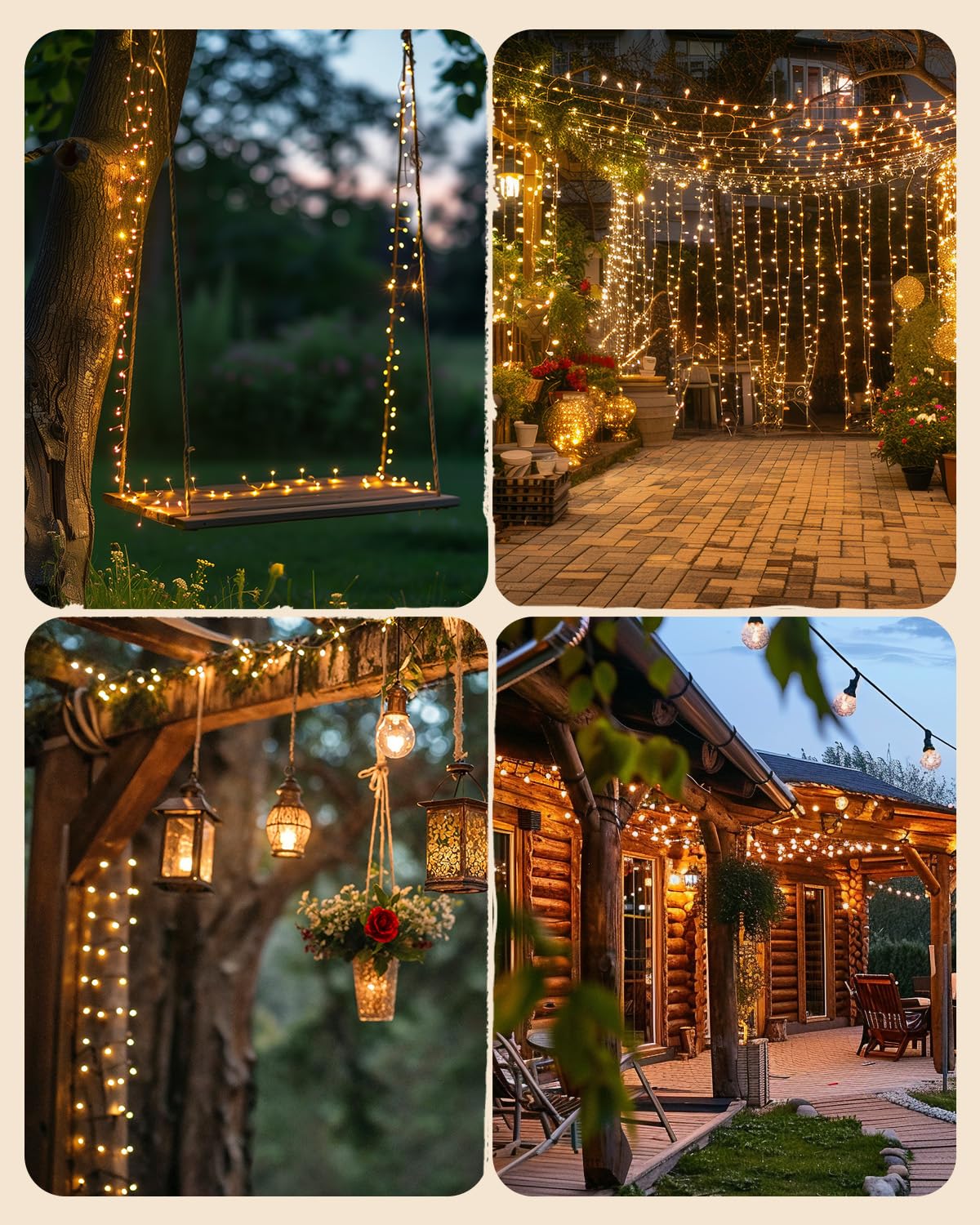 Brightown Solar Christmas Lights Outdoor, 9.8Ft 120 Led Solar String Lights For Outside With 8 Modes, Solar Cluster Lights Twink