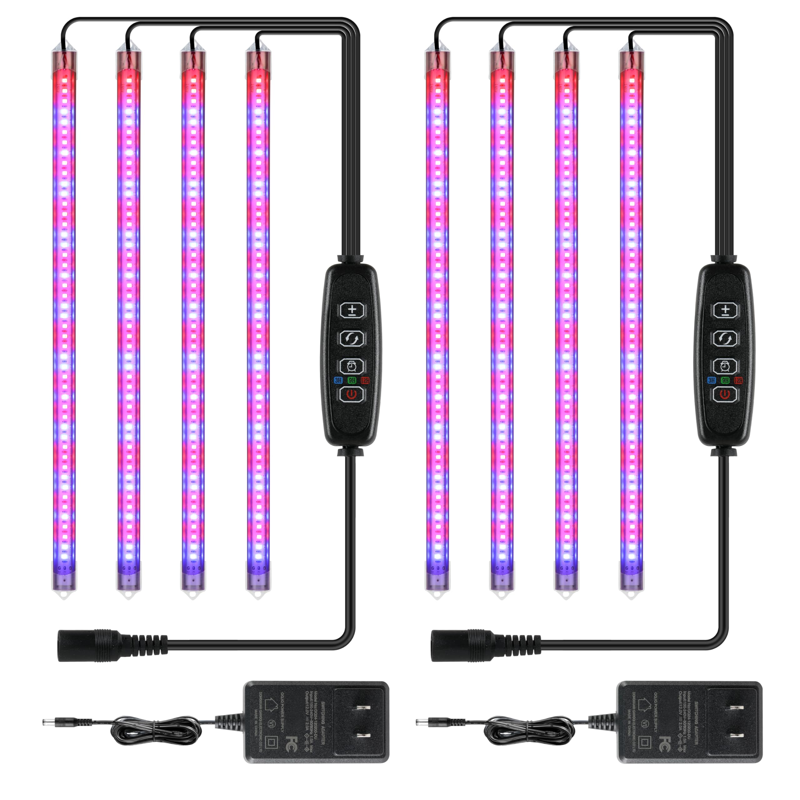 Ipower 20W Led Plant Grow Light Strips, Full Spectrum, Auto On/Off Timer, 4 Tubes, Red & Blue, Ideal For Indoor Hydroponics And Succulents