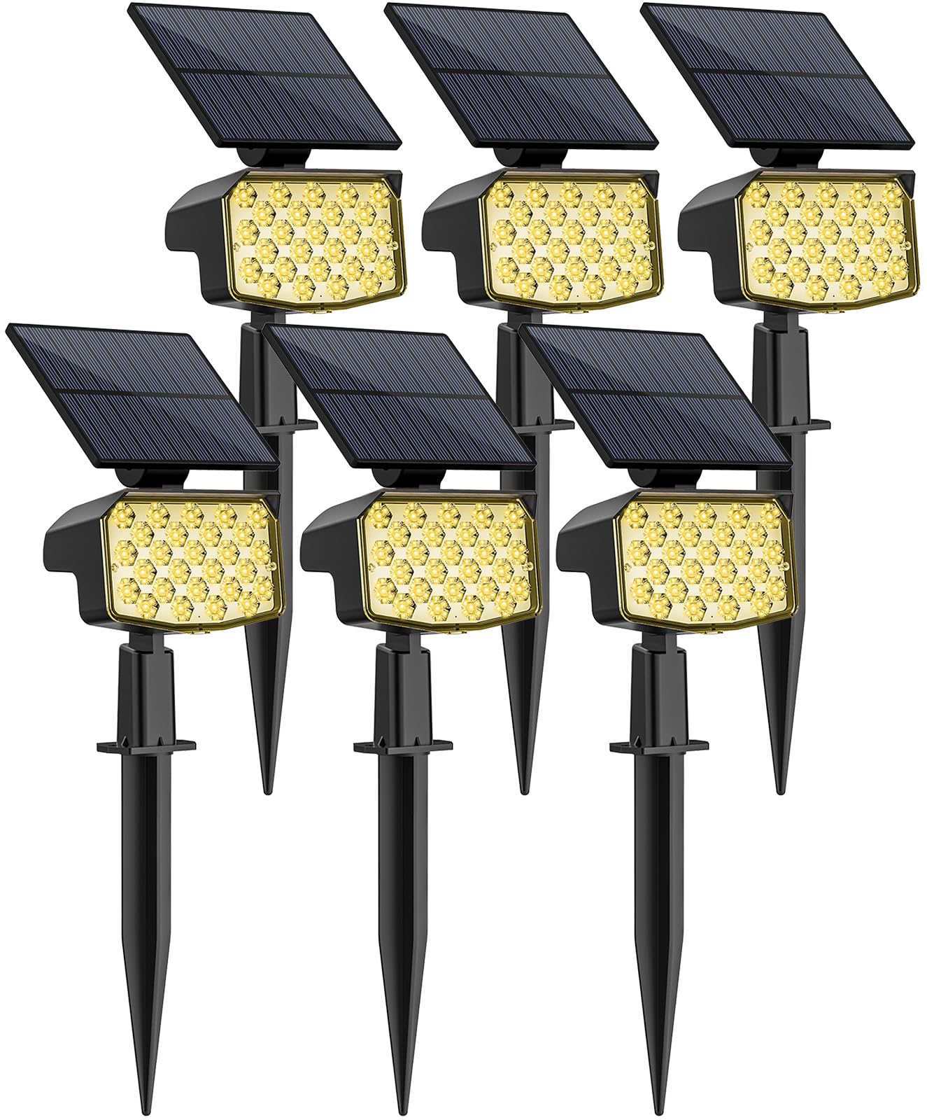 WELALO Solar Spot Lights Outdoor, [6 Pack/3 Modes] Solar Landscape Spotlights, Adjustable Solar Powered Security Lights, IP65 Wa