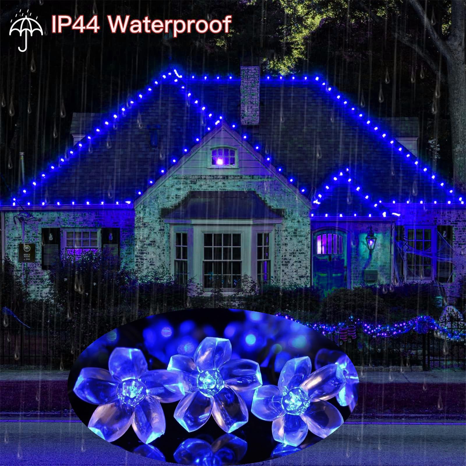 FULLBELL LED String Lights 33Ft 100 LEDs Blue Fairy Lights for Bedroom, Wedding, Party - Indoor/Outdoor Decor, Model 2022SL-FU-CA