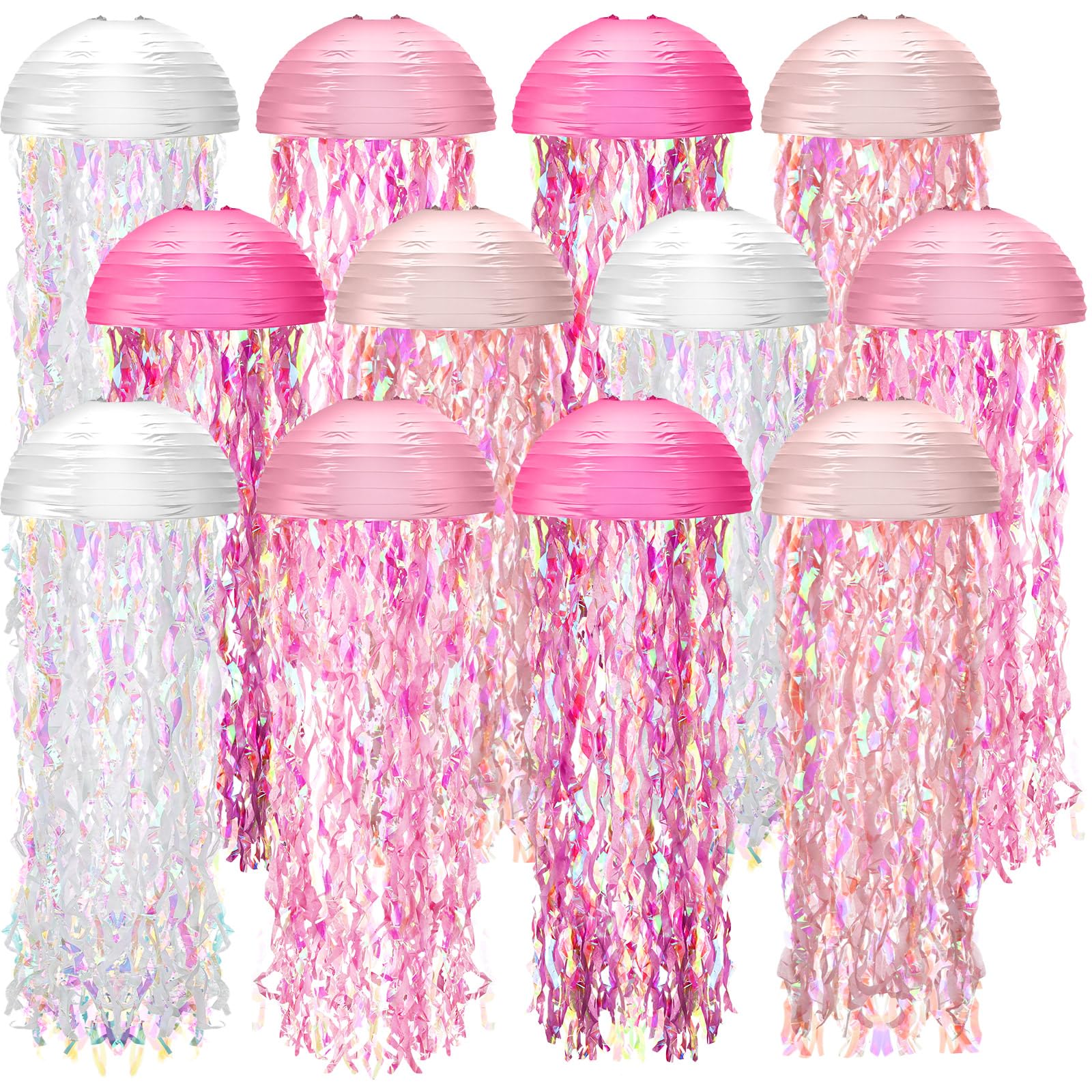 Baquler Set of 12 Jellyfish Paper Lanterns 10 Inch Semicircle Lanterns Hanging Decoration for Mermaid Sea Ocean Birthday Party D
