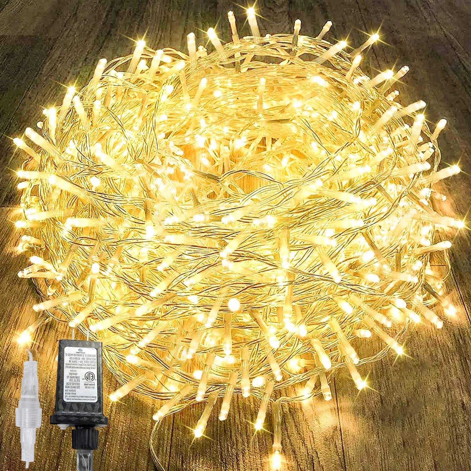 Warm White to Cool White Color Changing 300 LED 115FT Christmas String Lights for Outdoor&Indoor, 8 Modes Christmas Decorations