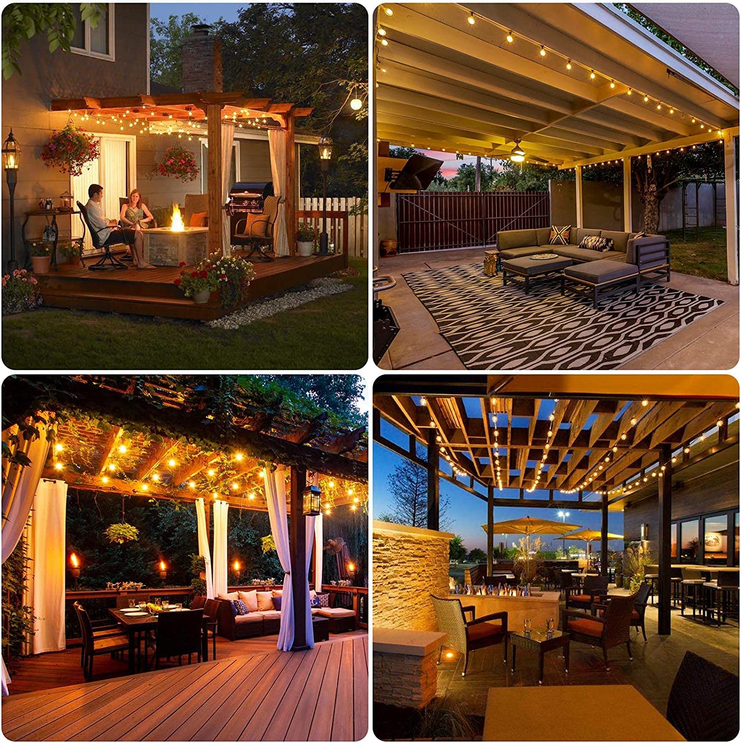 Hidixon 100Ft Outdoor String Lights Waterproof Patio Lights,Shatterproof Led Outside Globes Ul Listed Exterior, Indoor Lighting Backyard Bistro Party