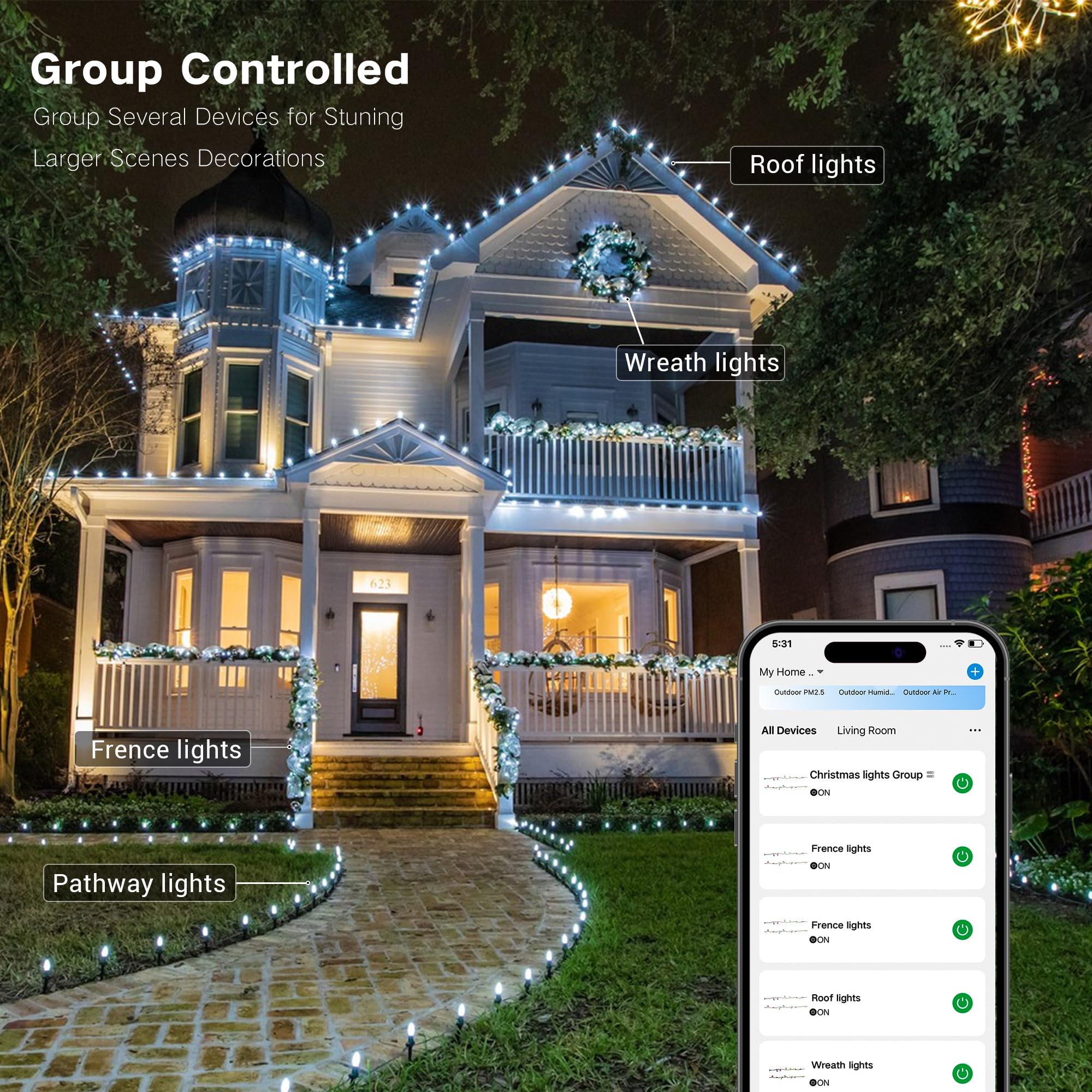 Brizled Smart C9 Christmas Lights, 39FT 60 LED RGB, WiFi App Control, Compatible with Alexa/Google Home, Indoor/Outdoor Decor