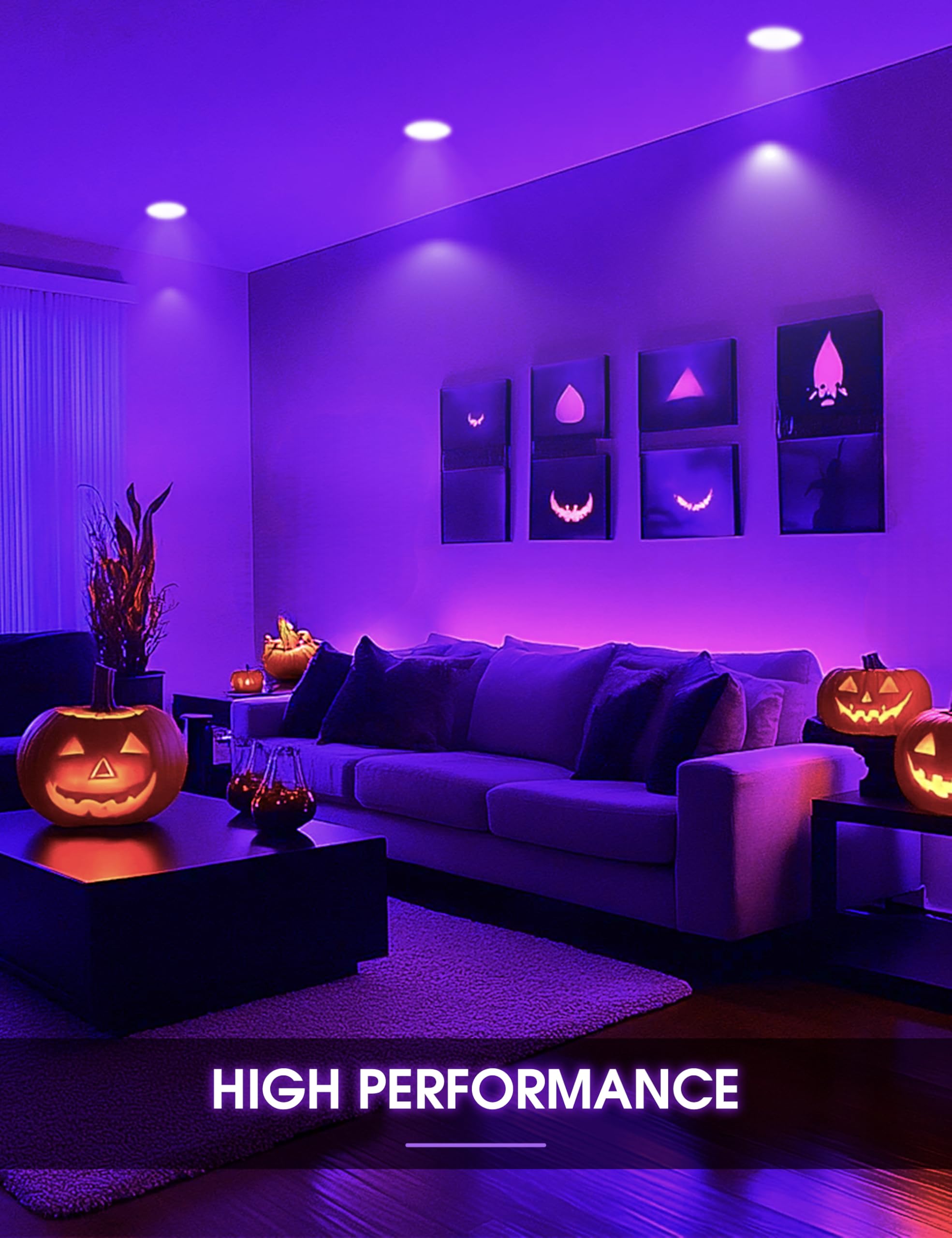 L Lohas Led Orange And Purple Halloween Light Bulbs, Led Br30 Flood Light Bulbs Indoor 65W Equivalent, 11W Halloween Colored Ind