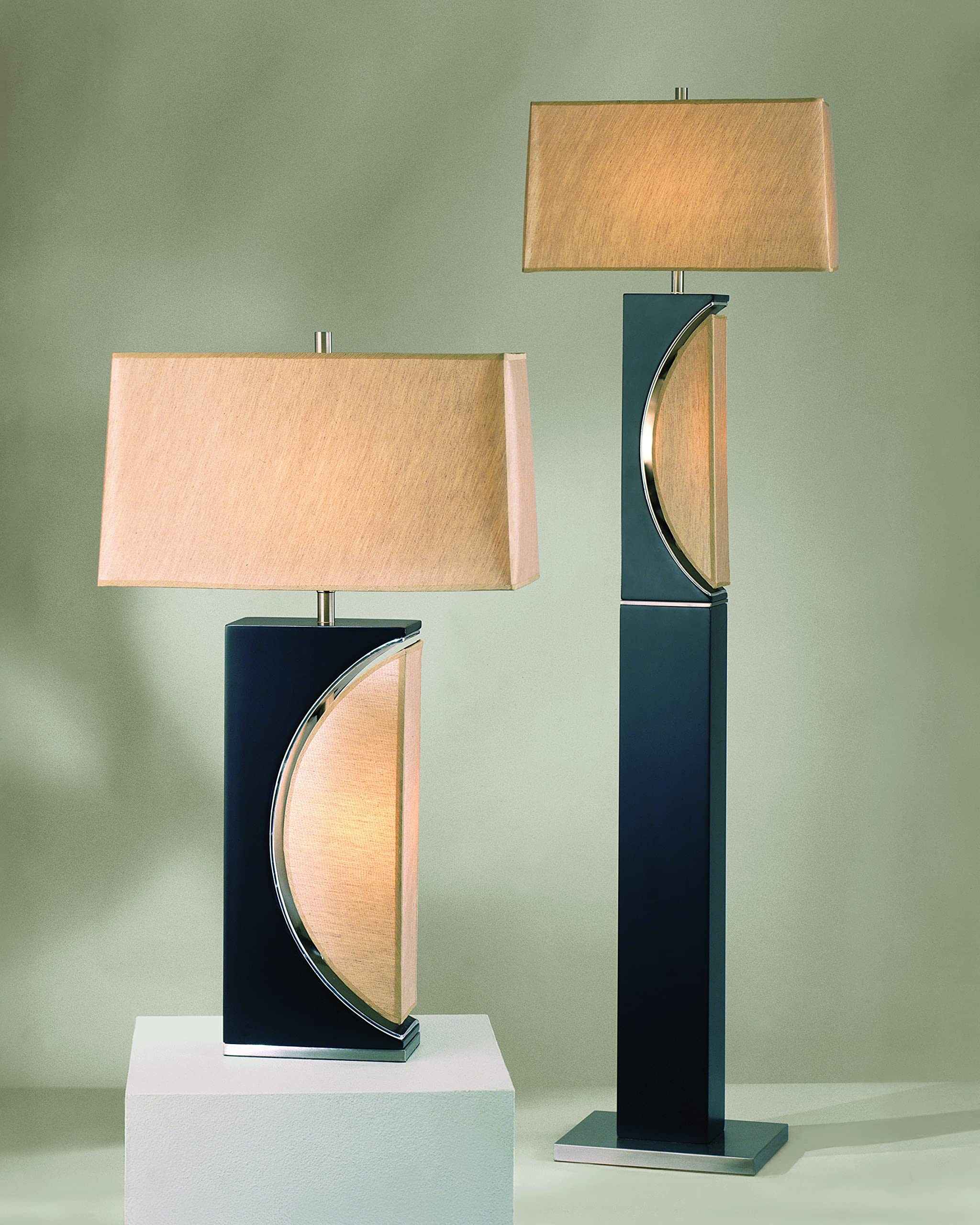 Nova Of California Half Moon Table Lamp With Nightlight 30&quot; Dark Brown & Brushed Nickel Modern Lamp With 4-Way Rotary Switch, Ideal For Bedrooms