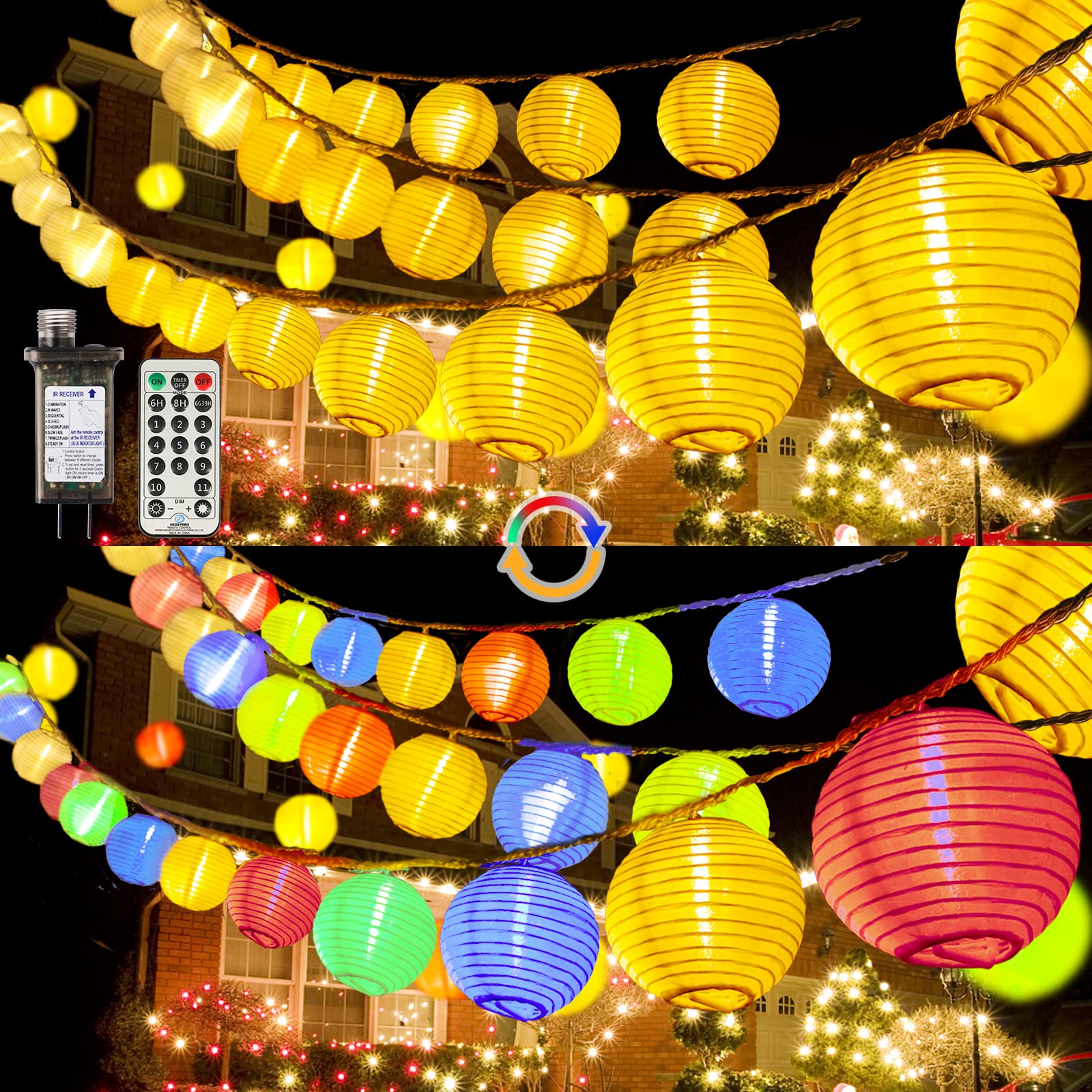 Starryever 65.6Ft Outdoor String Lights, Warm White & Rgb, Waterproof With Remote Timer, 80Led