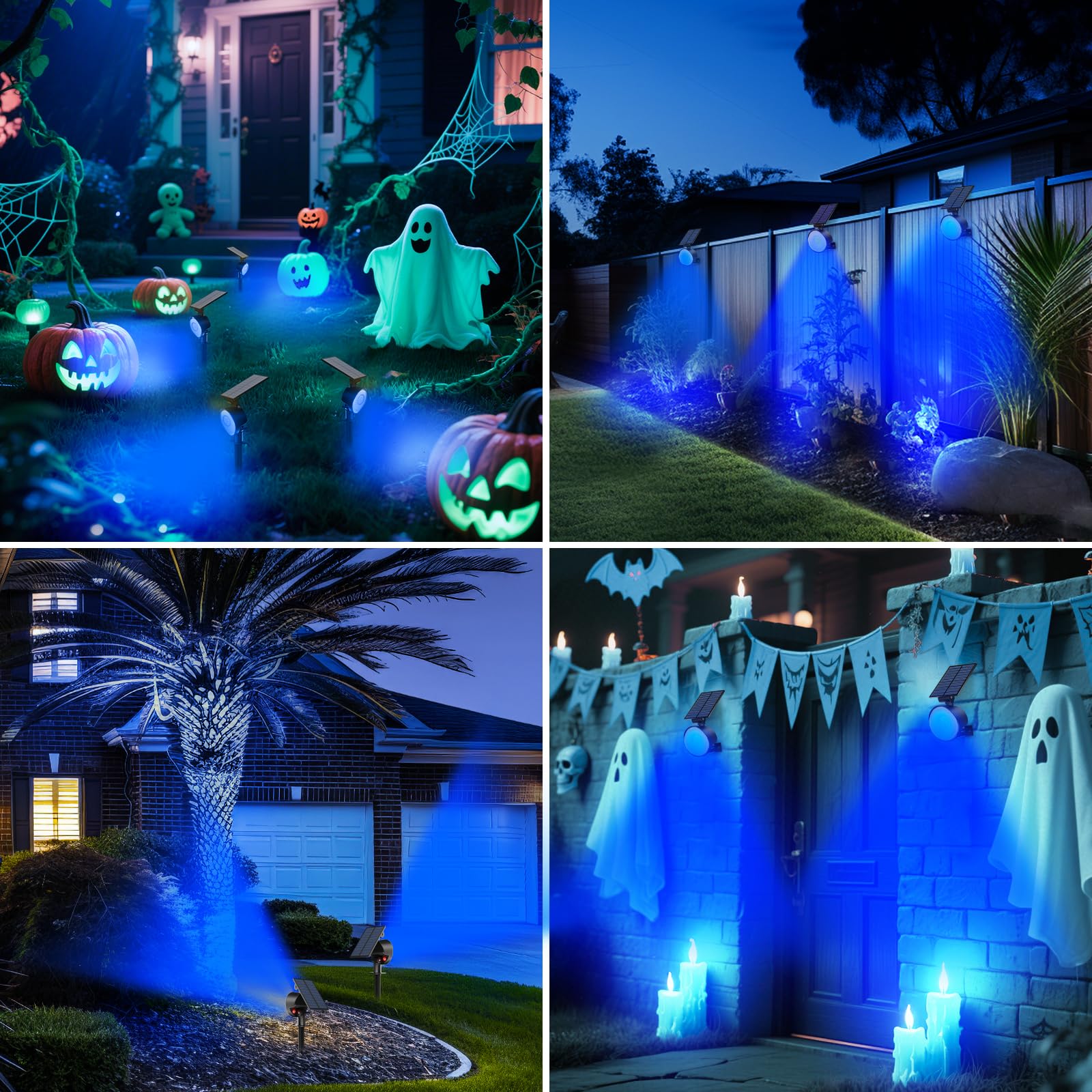 Nipify 2 Pack Solar Spot Lights Outdoor Waterproof  Solar Spotlight Light For Outside Yard Landscape Lighting Pathway Lights Wall Auto On/Off  Blue