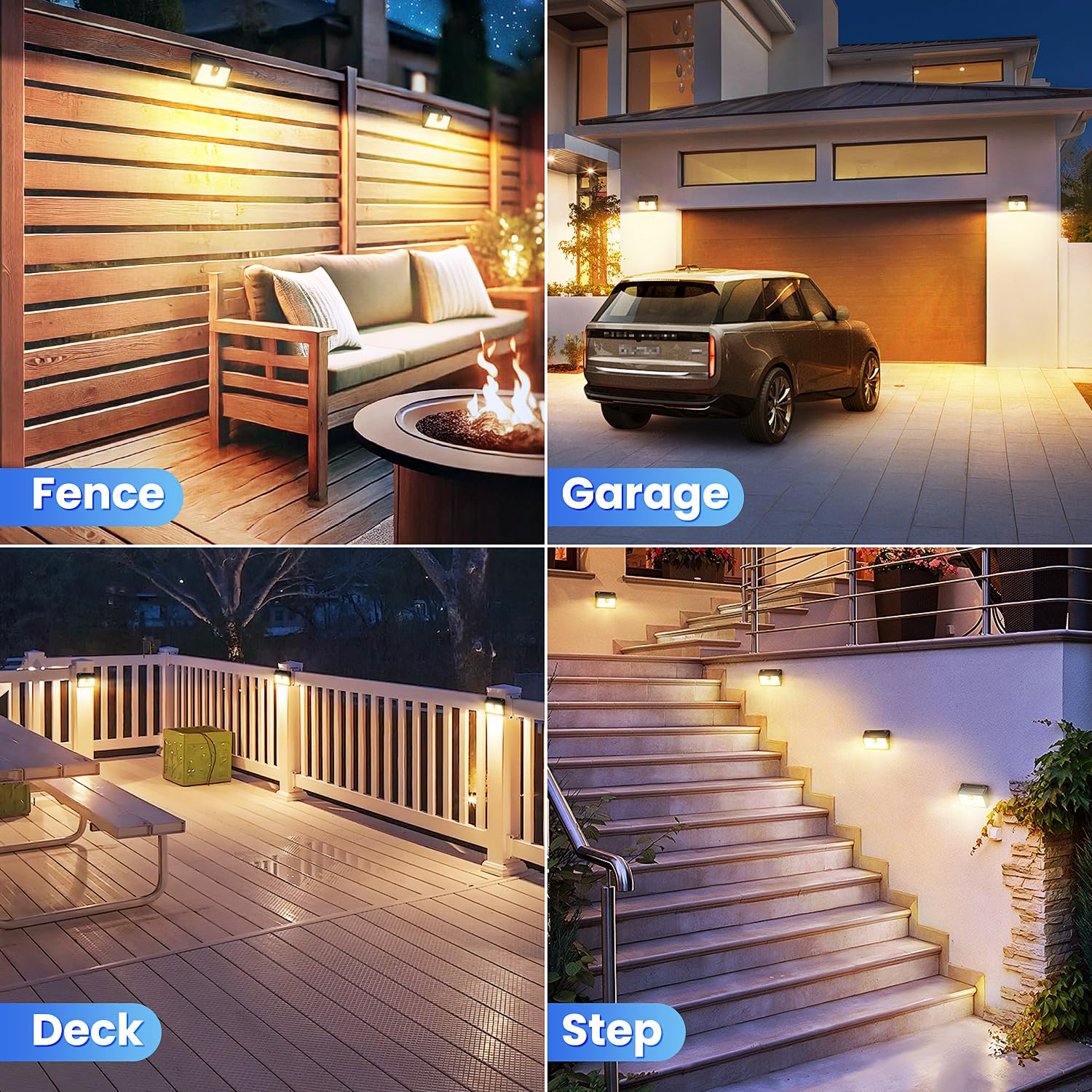 CLAONER Solar Motion Sensor Lights - 2 Pack, Super Bright, Waterproof, Warm White, Model SL352AW, 3 Lighting Modes for Outdoor Use
