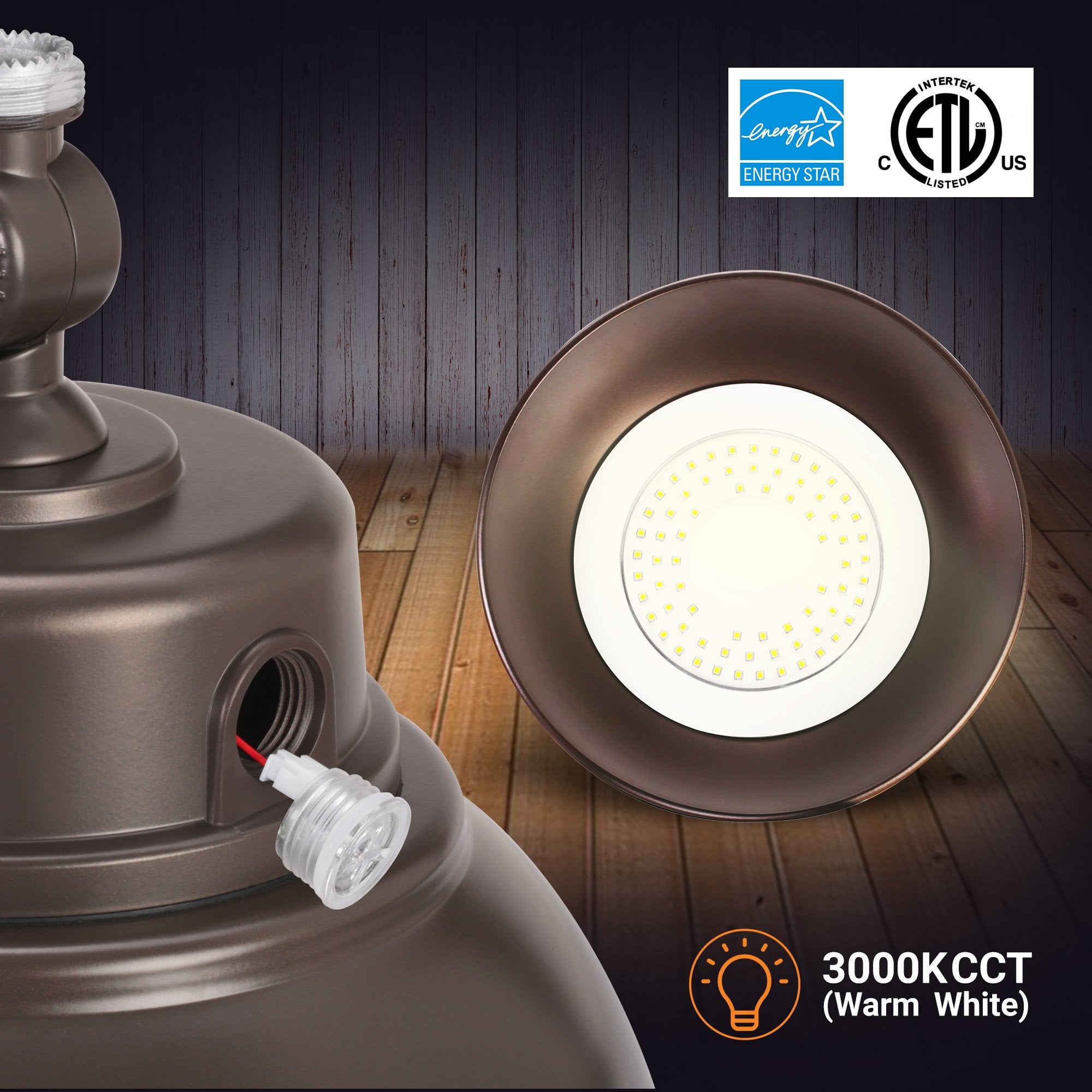 10In. Bronze Gooseneck Barn Light Led Fixture For Indoor/Outdoor Use - Photocell Included - Swivel Head - 25W - 2000Lm - Energy