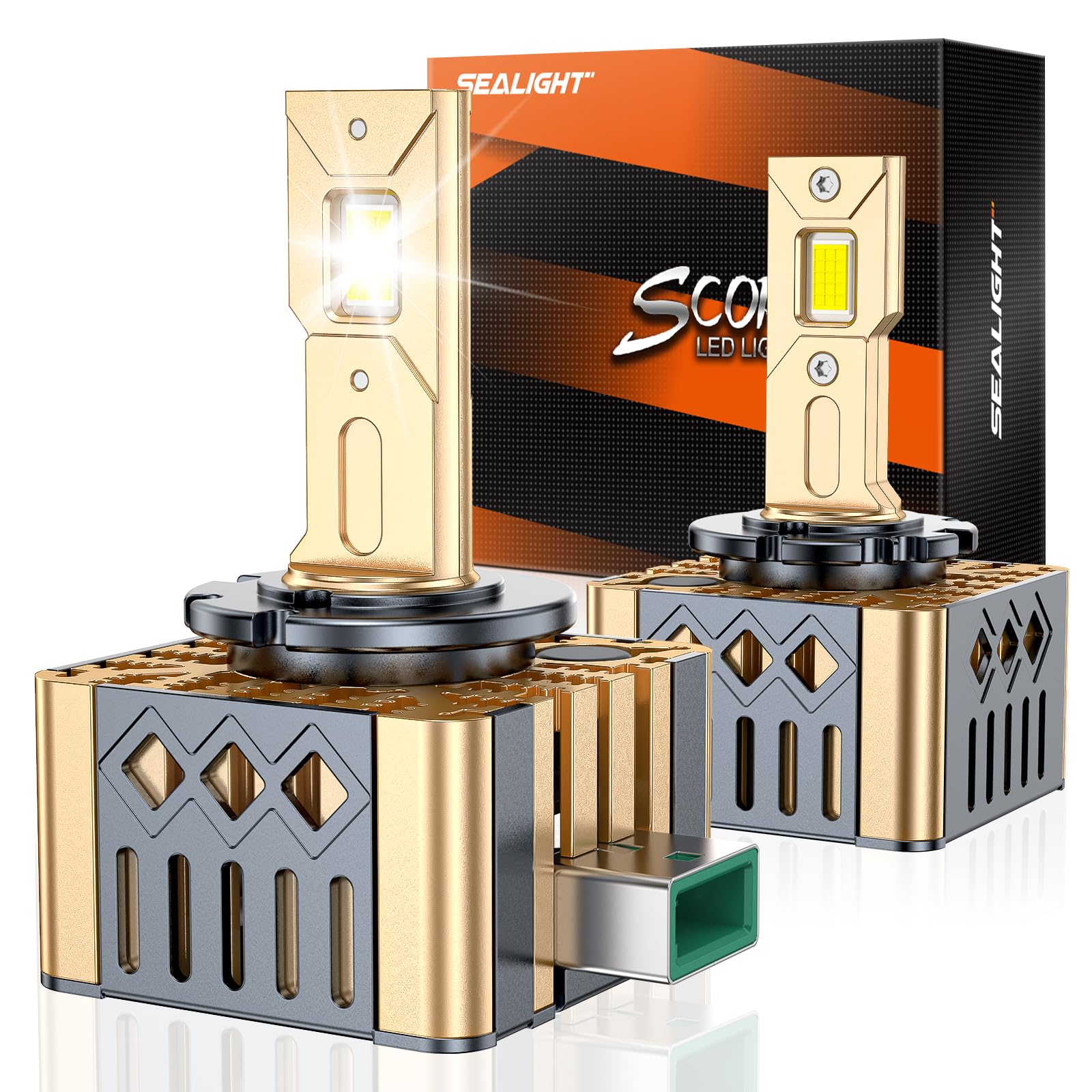 SEALIGHT D3S LED Bulbs, 6000K Cool White, Plug and Play, Replacement for HID Assembly, Pack of 2
