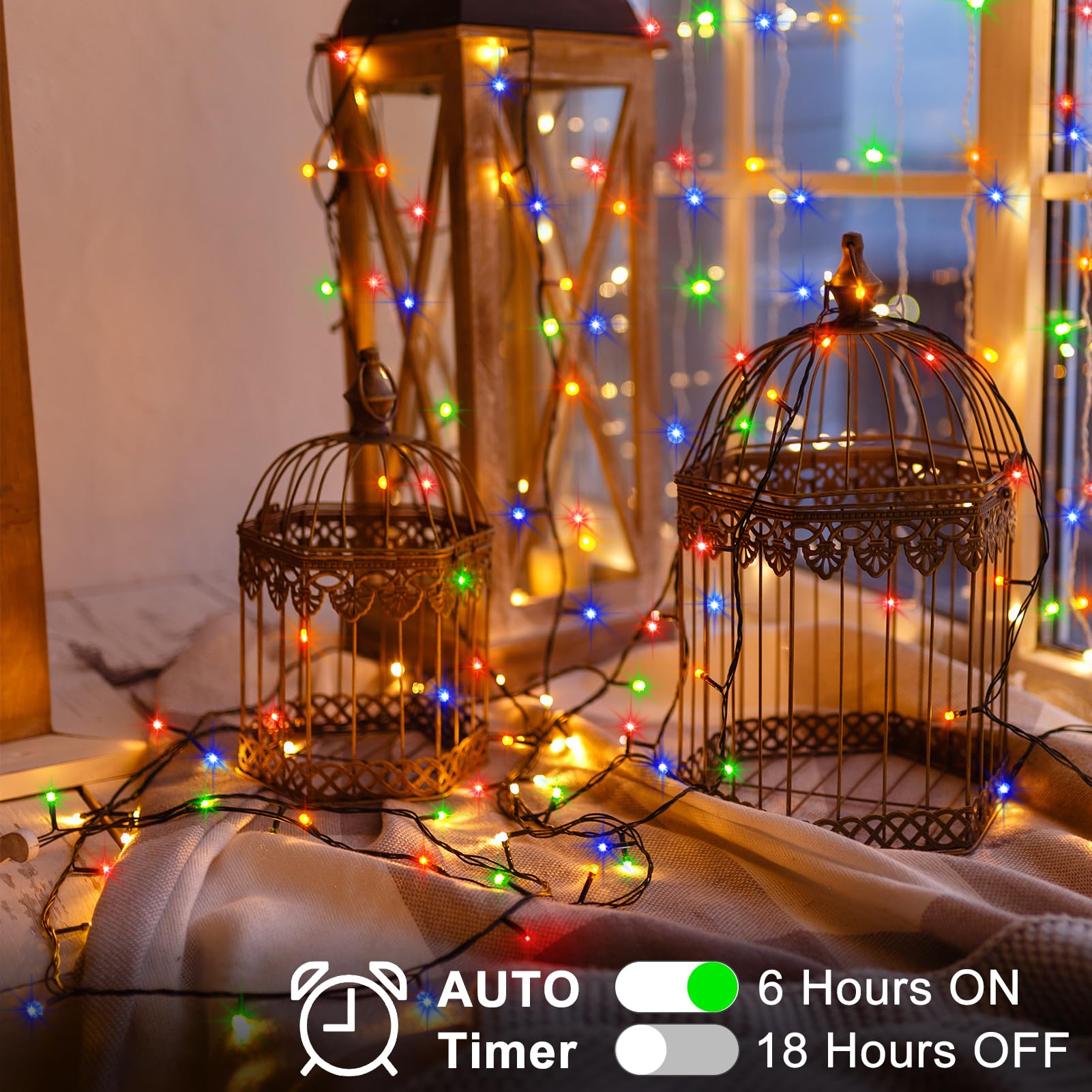 4 Pack String Lights Battery Powered, Each 23Ft 70 Led Christmas Lights With Timer 8 Modes Twinkle Fairy String Lights For Indoo