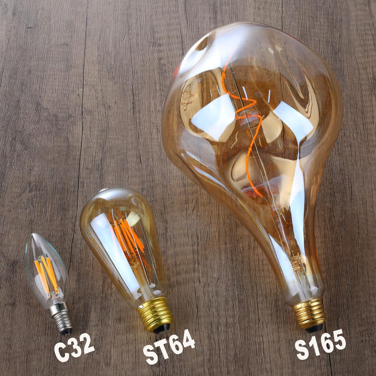 OMED Large Edison Bulb 100W Amber Dimmable 2200K Warm White 8W Vintage E26 Base, Unique Irregular Design, Pack of 1