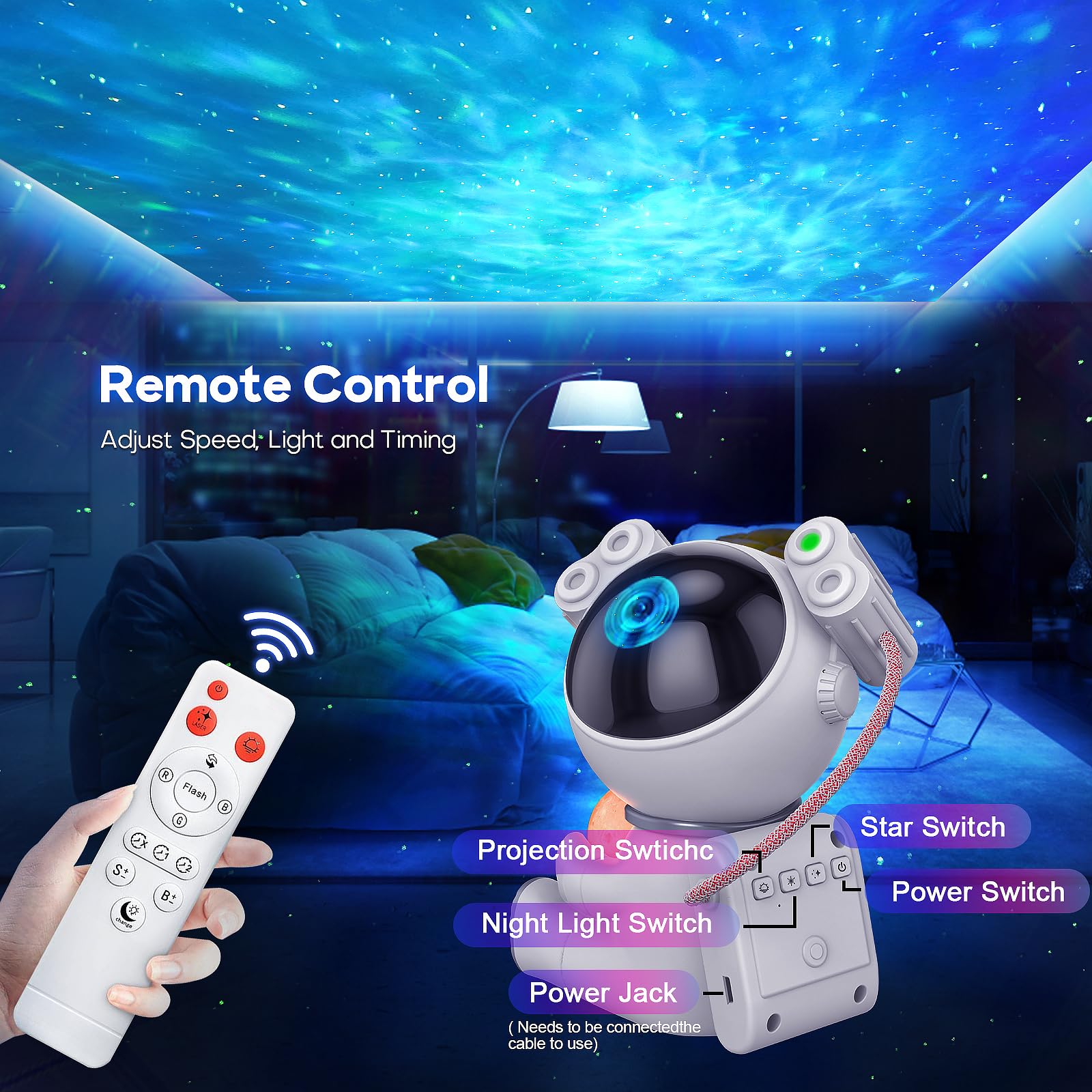 Astronaut Star Projector 2.0, Galaxy Projector For Bedroom, Jkuss Astronaut Light Projector With Moon Lamp, Led Starry Night Lig