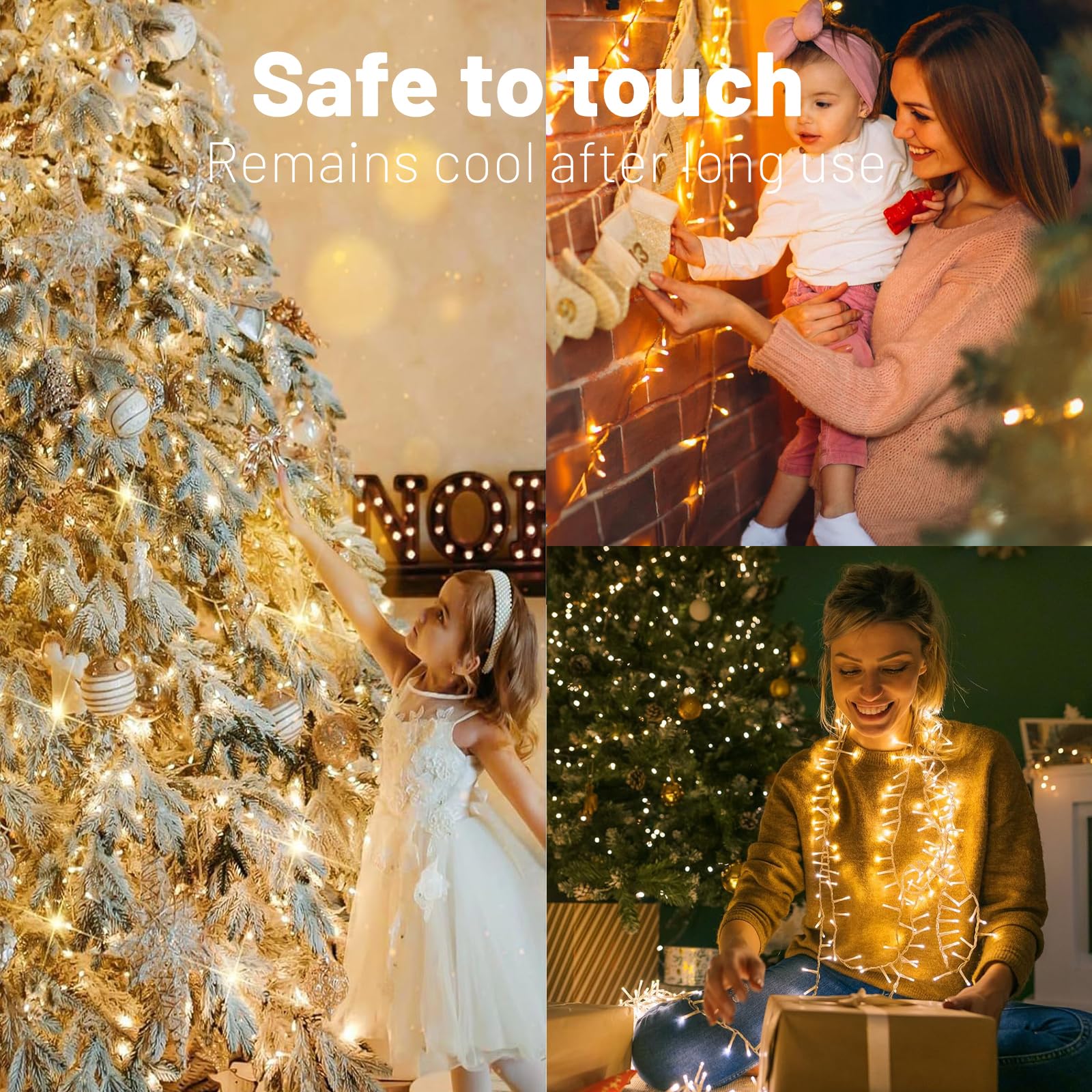 Wotilzeen 200LED 60FT Warm White String Lights - Waterproof Twinkle Lights with 8 Modes & Timer for Indoor/Outdoor Holiday Decorations