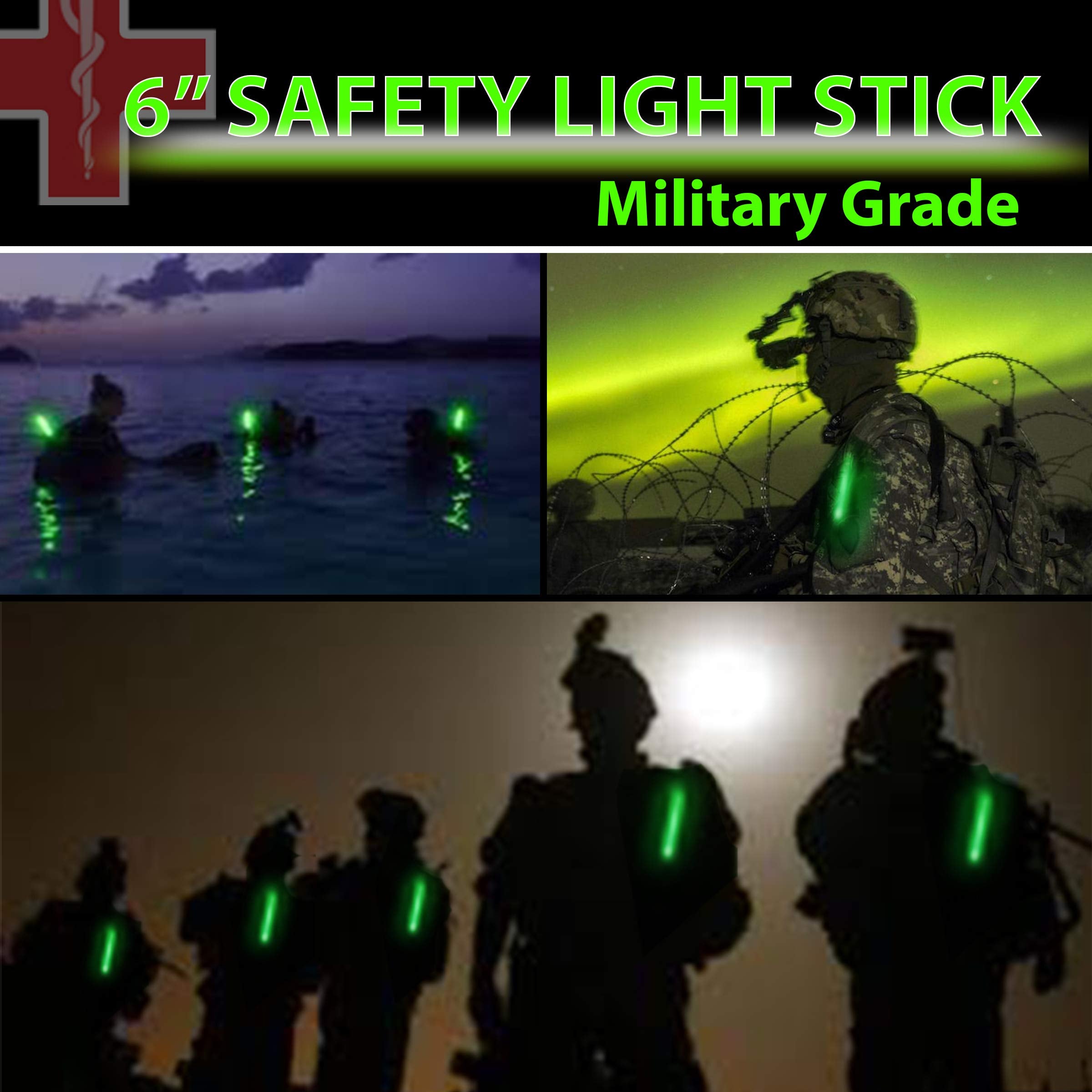 HSGUS 25 Ultra Bright Green Glow Sticks - 6 Inch with Lanyard - 12 Hour Duration for Camping and Emergency Use