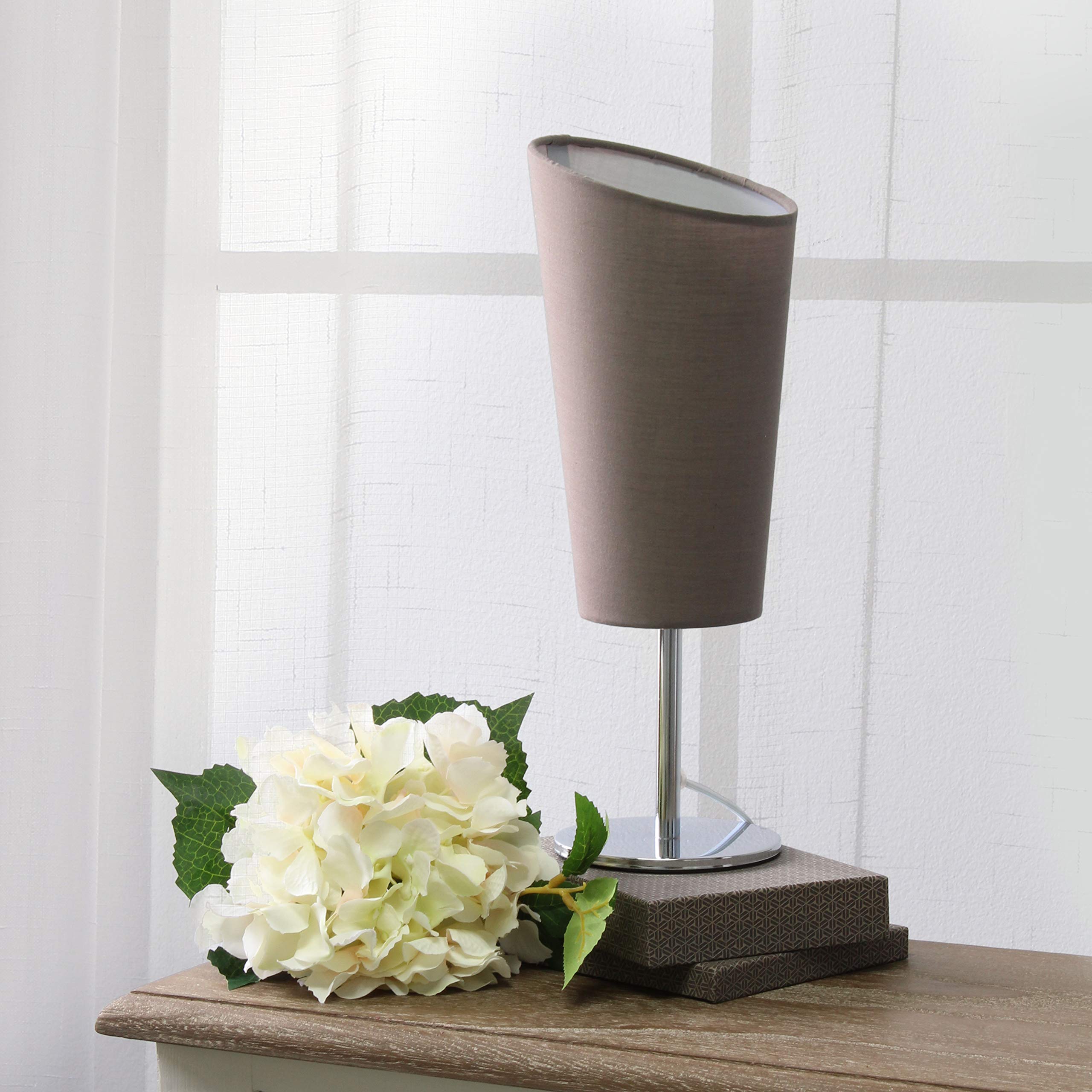 Simple Designs Lt2061-Gry Mini Table Lamp, Gray Fabric Shade, Metal, 4.75X4.75X12.6