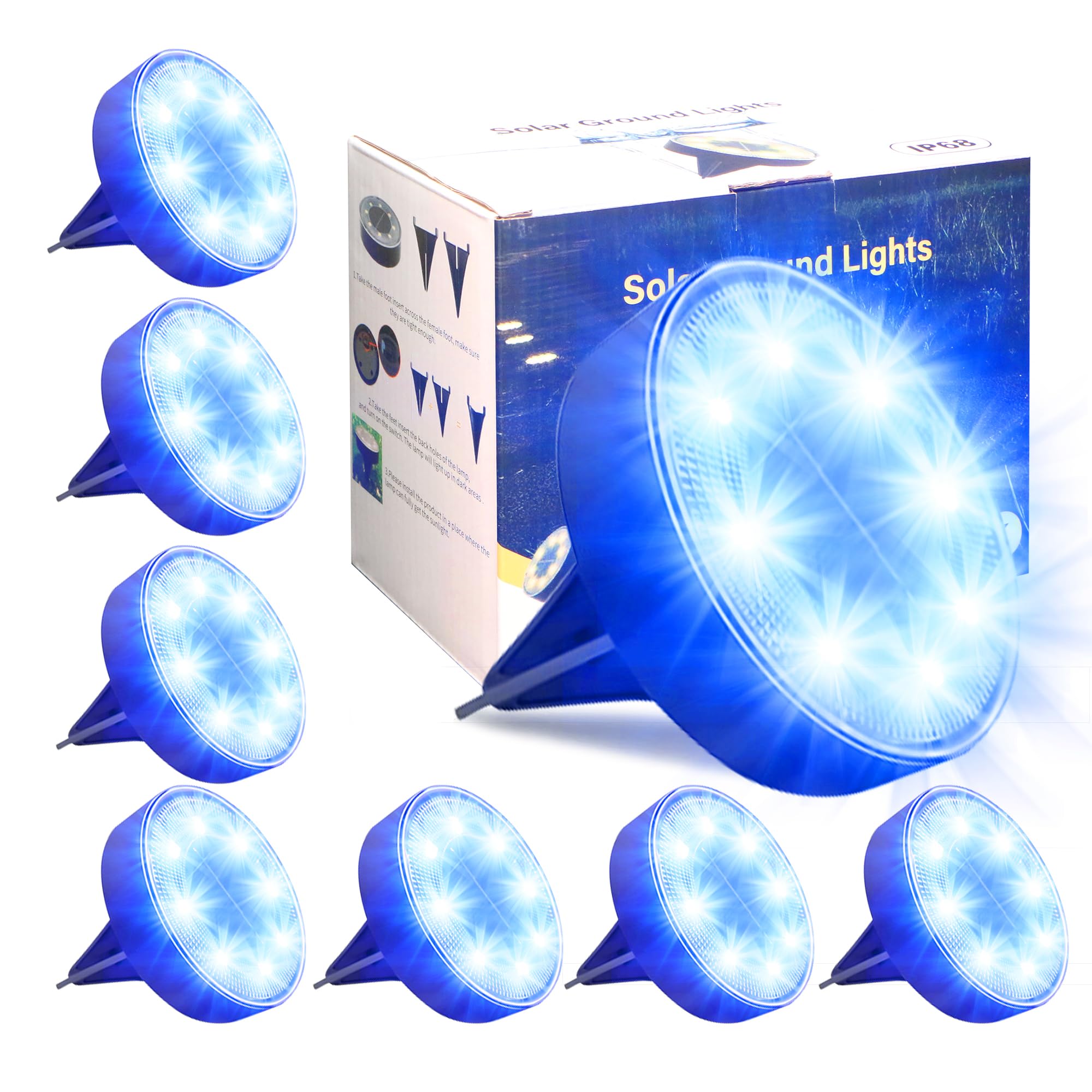 SIATOM LIGHTING Solar in-Ground Lights 2025, IP68 Waterproof 8 LED Bright Outdoor Upgrade Ground Solar Light for Patio Pathway Y