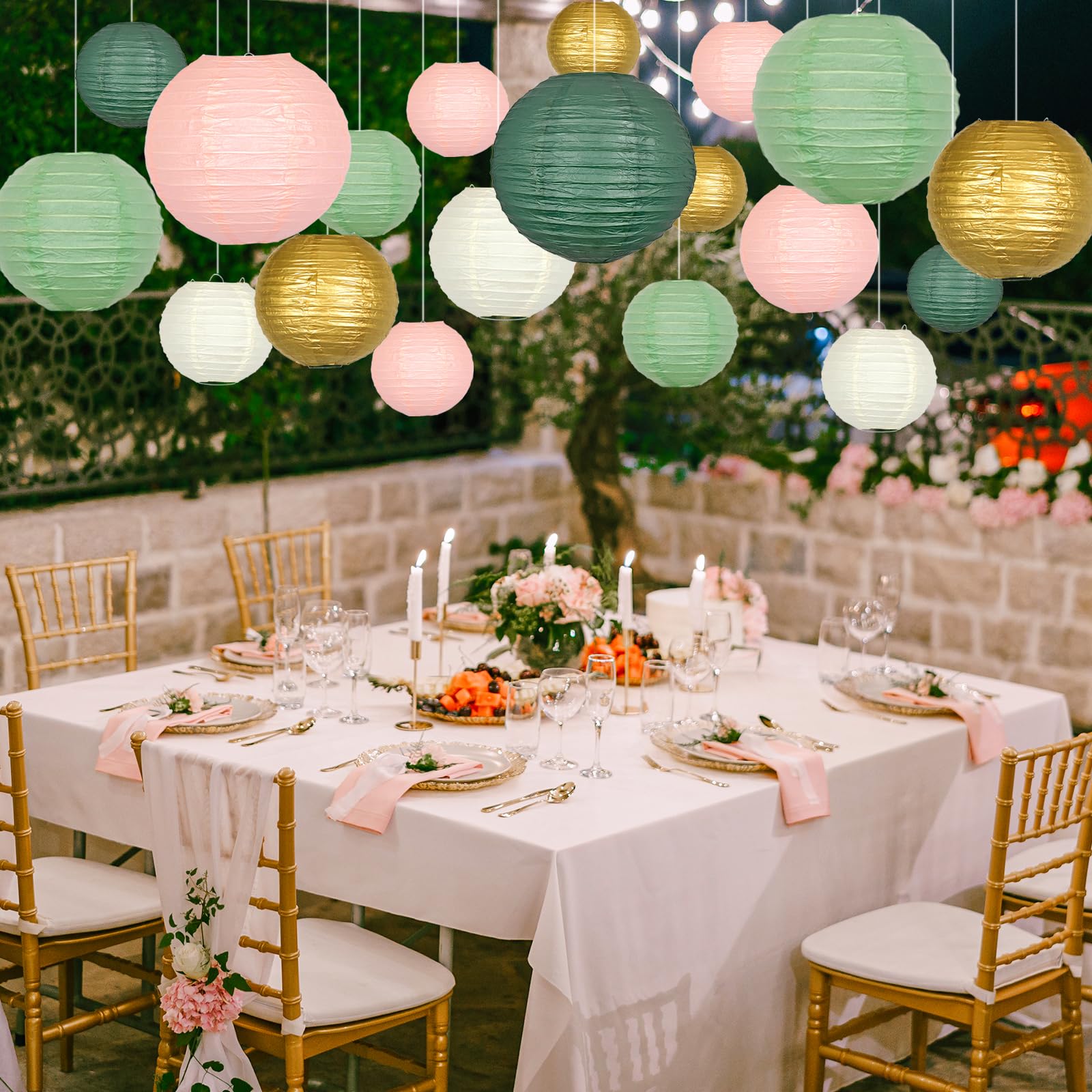 Adlkgg Paper Lanterns Decorative, Round Hanging Paper Lanterns Decorations For Graduation Bridal Shower Wedding Birthday Neutral