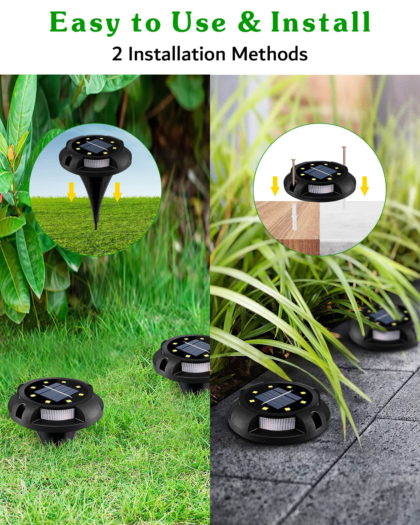 Biling Solar Ground Lights - 12 Pack Waterproof Outdoor Pathway Uplights, Warm White, for Yard, Driveway, Garden, Poolside