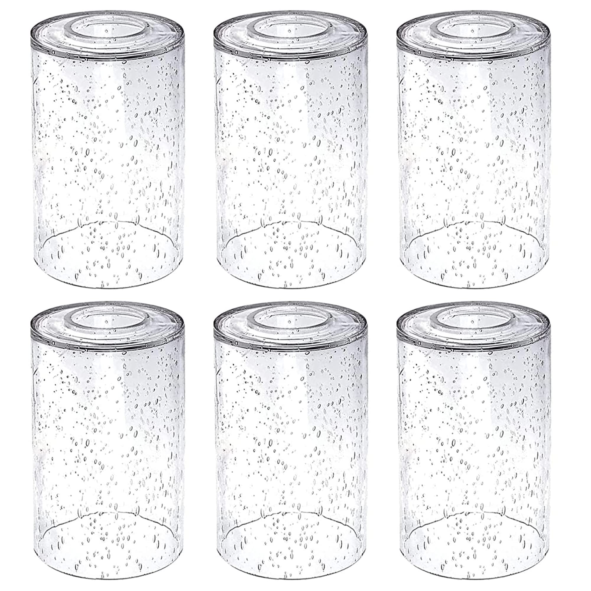 Eietonte 6 Pack Clear Seeded Glass Lamp Shades, 5.9In Height, 3.9In Diameter, 1.7In Fitter, Cylinder Bubble Glass Shade Covers, Seeded Glass Replacement For Pendant Light Chandelier Wall Sconce