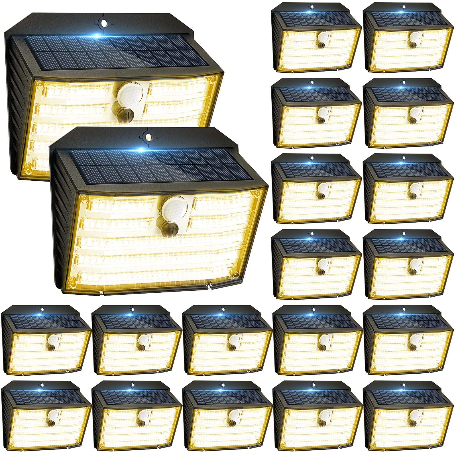 CLAONER Solar Motion Lights - 20 Pack, IP65 Waterproof, Warm White, 3 Modes, 270° Lighting Angle, Model SL138AW-US