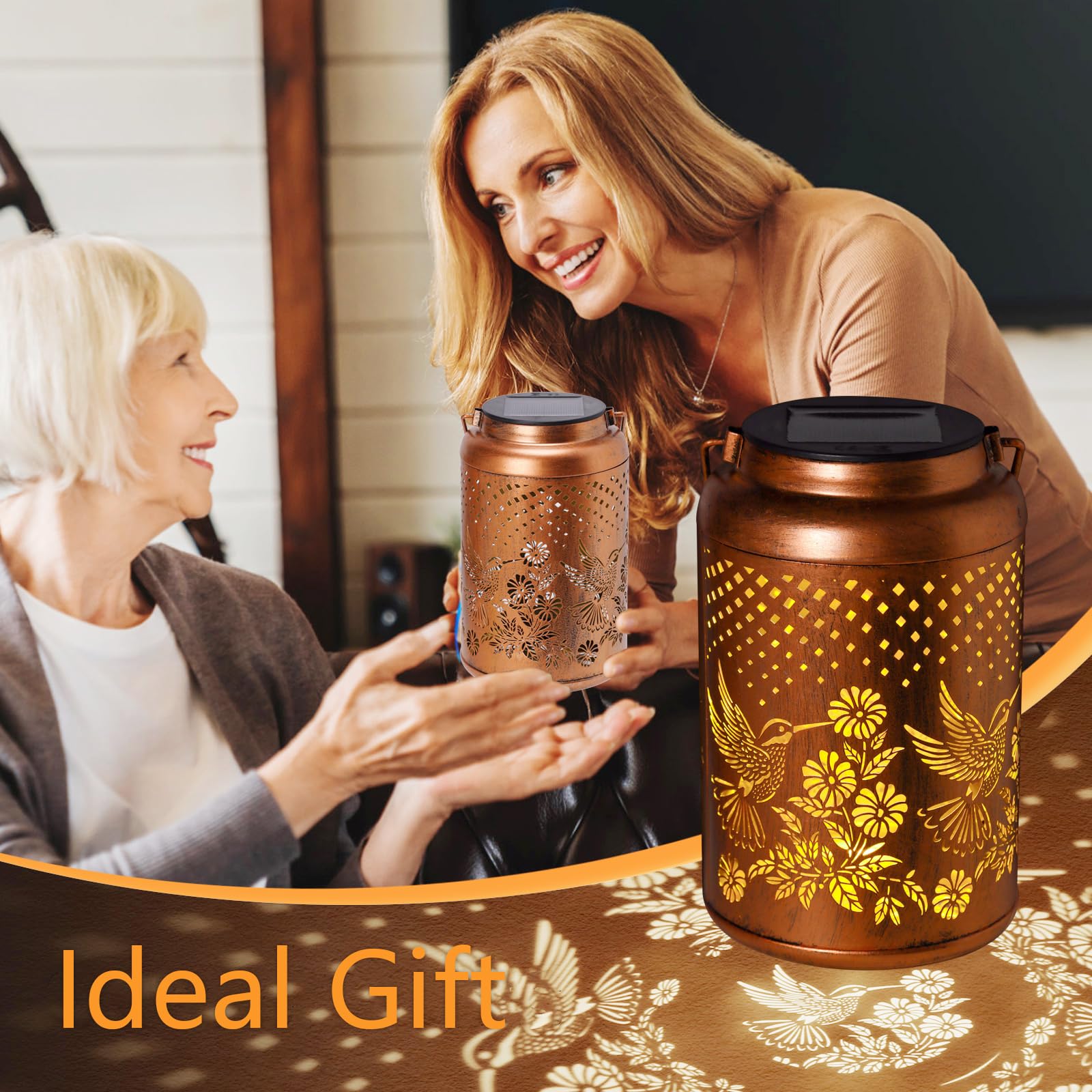 Hummingbird Solar Lantern Outdoor Waterproof Garden Decor Hanging Solar Lights Birthday Gifts For Women Mom Grandma Metal Garden Decorative Lights Outside For Yard, Patio, Lawn, Tabletop, Pathway