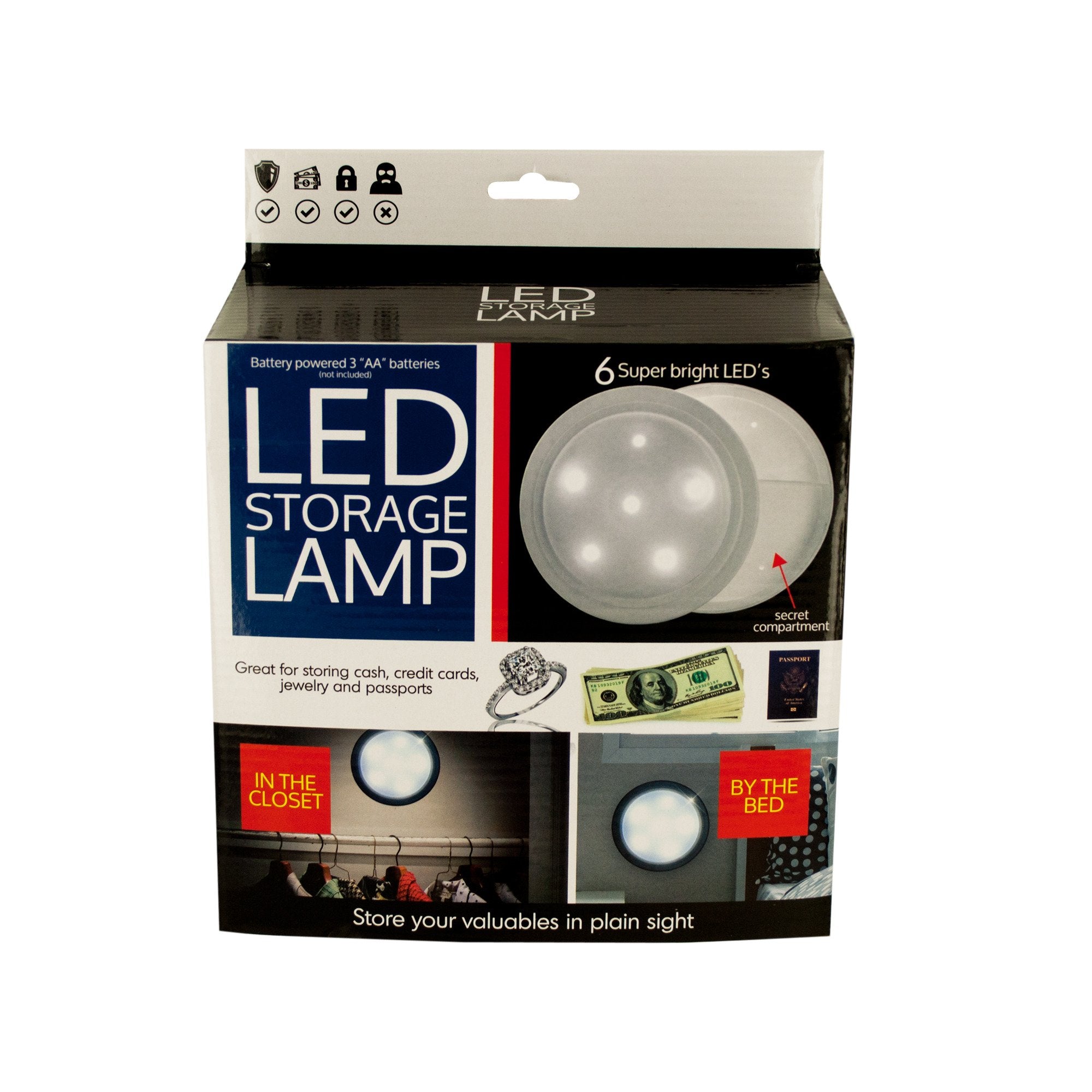 Kole Imports OL033 Light Source LED Secret Storage Lamp, 8&quot; x 3&quot;