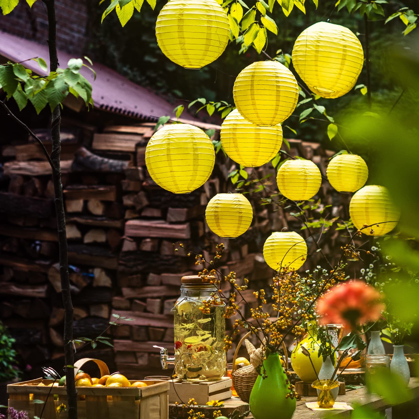 Avoseta Yellow Paper Lanterns - 25 Piece Set - Party Decorations for Birthdays, Weddings, and Special Occasions