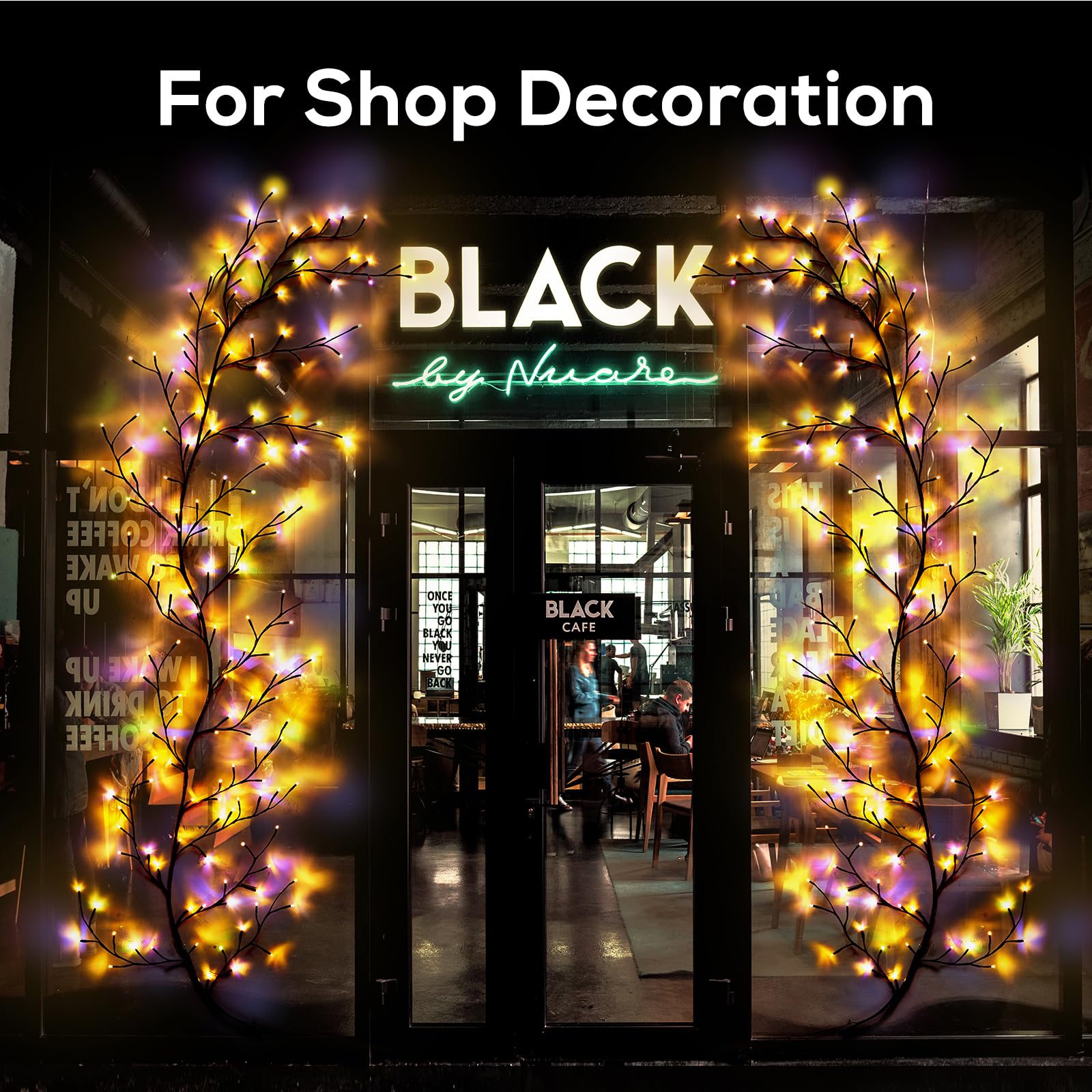 YCoisini Enchanted Willow Vine Lights, 8.2FT, 160 LEDs, Multicolor, Voice-Activated, Wall Decoration, Model USA-UP-BROWN